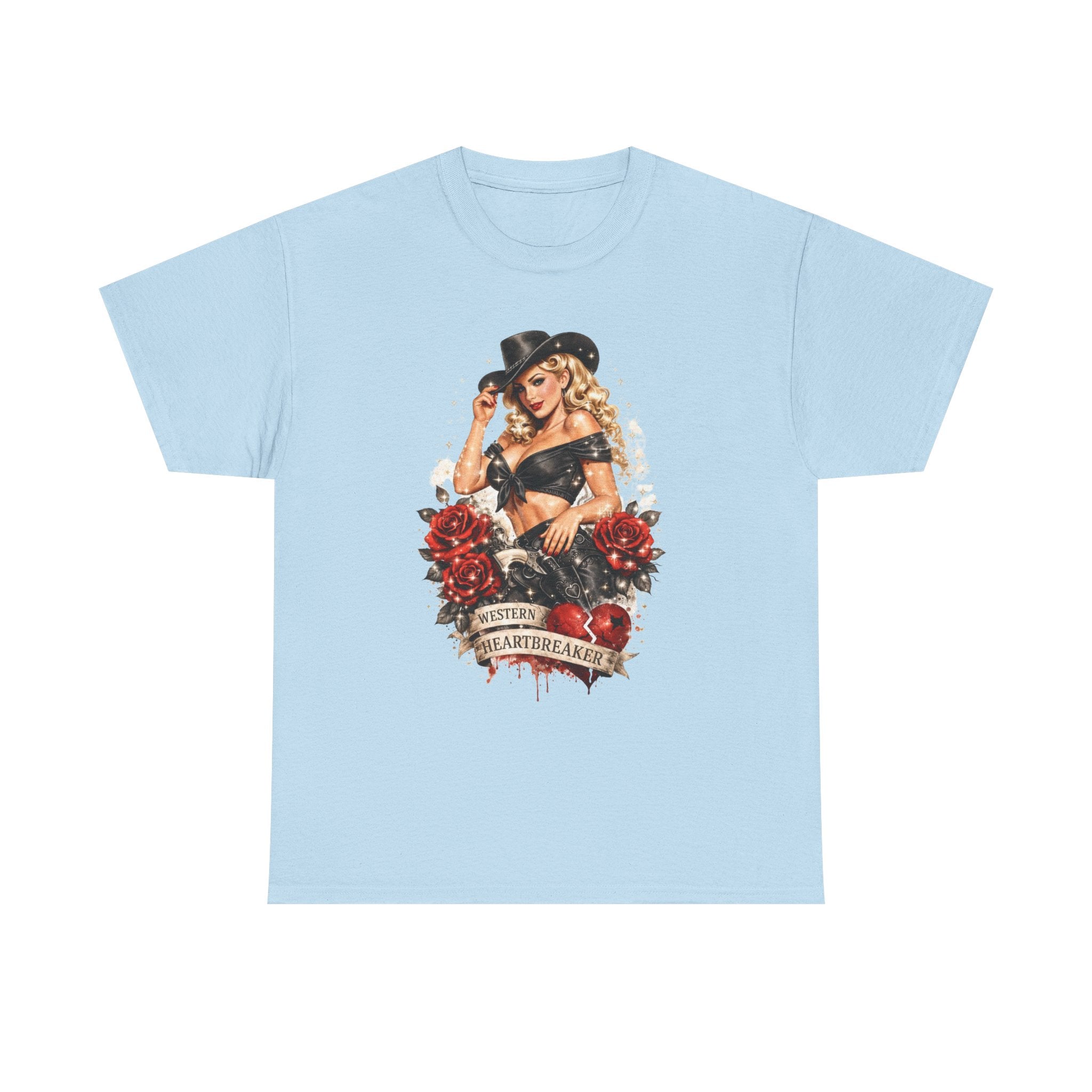 Cowgirl Pinup Heartbreaker T-Shirt — Vintage Valentine Graphic Tee