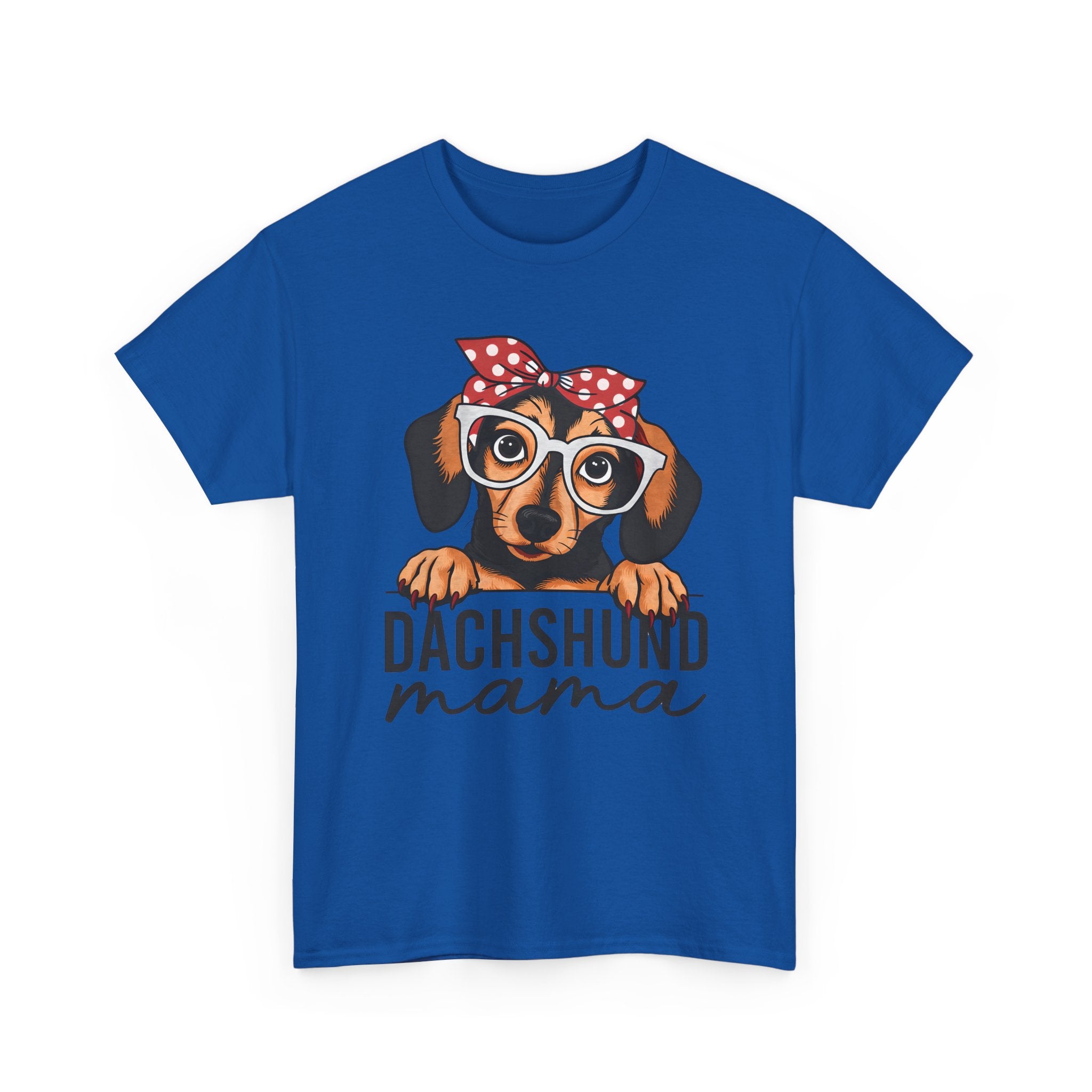 Dachshund Mama T-Shirt — Cute Dog Mom Tee with Glasses & Bandana