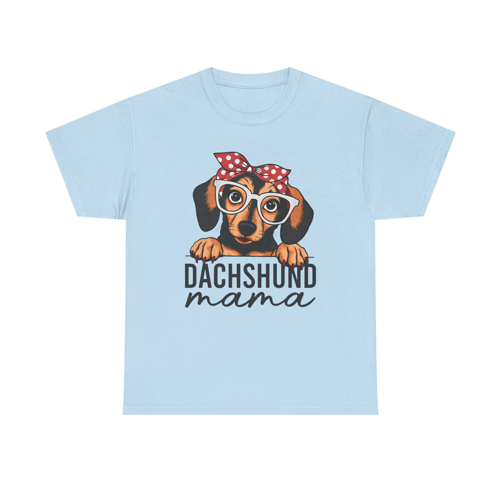 Dachshund Mama T-Shirt — Cute Dog Mom Tee with Glasses & Bandana