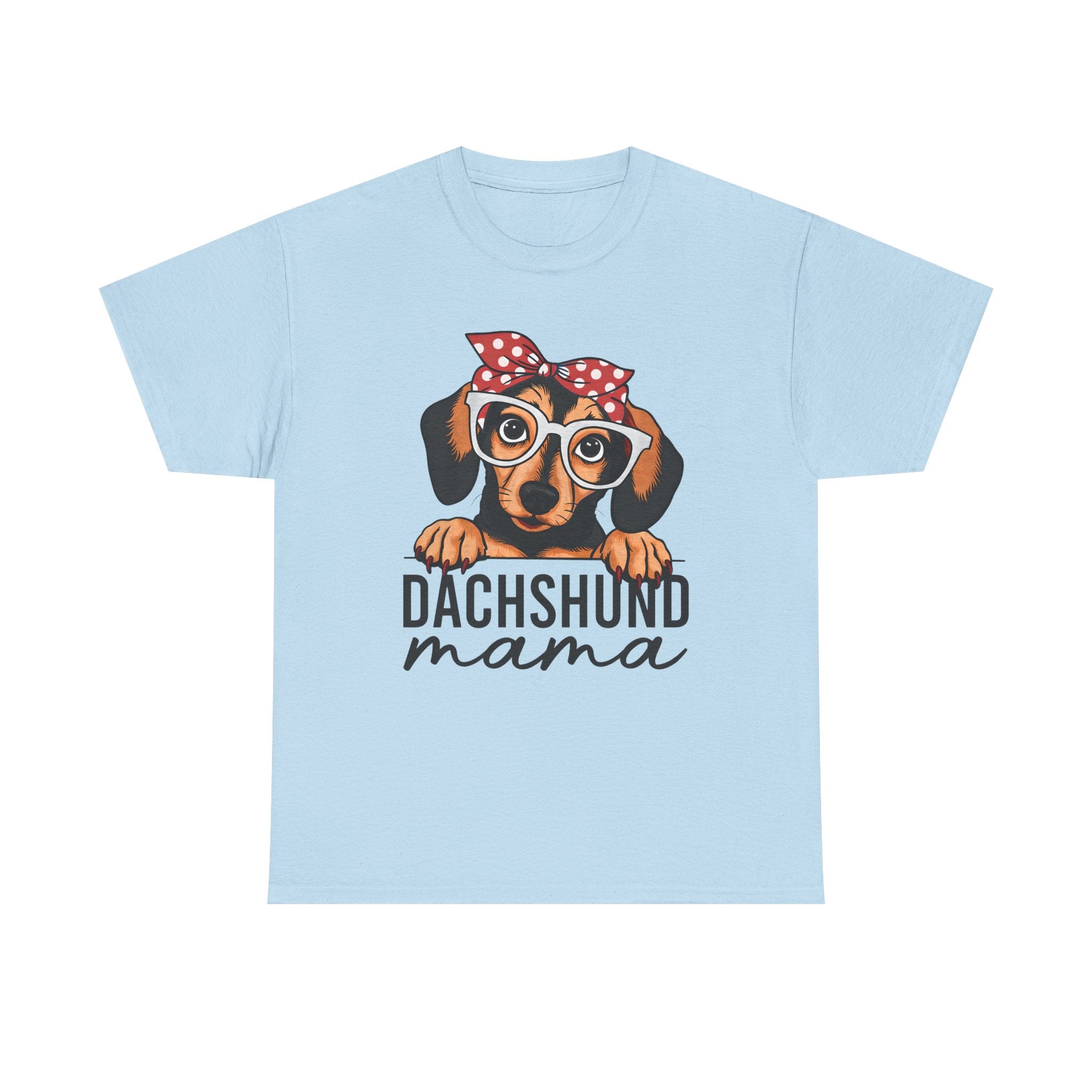 Dachshund Mama T-Shirt — Cute Dog Mom Tee with Glasses & Bandana