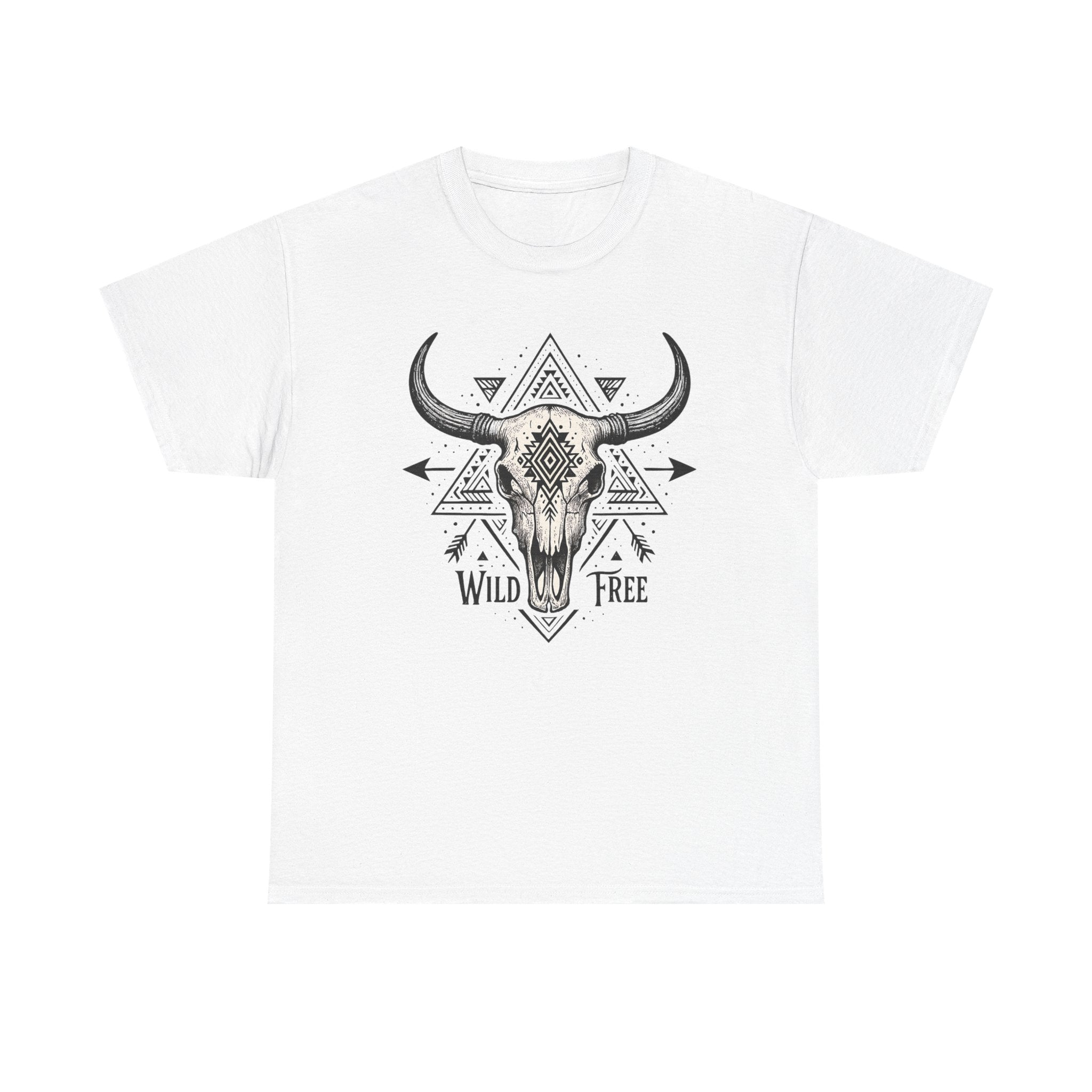Wild & Free Buffalo Skull T-Shirt — Boho Western Graphic Tee