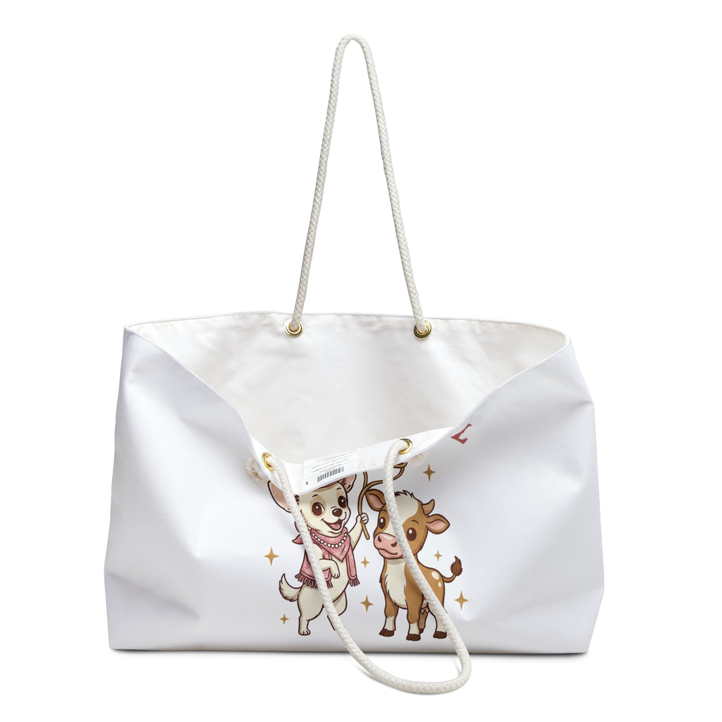 Country Girl Weekender Bag –Coco  Cute Cowgirl & Calf Travel Tote