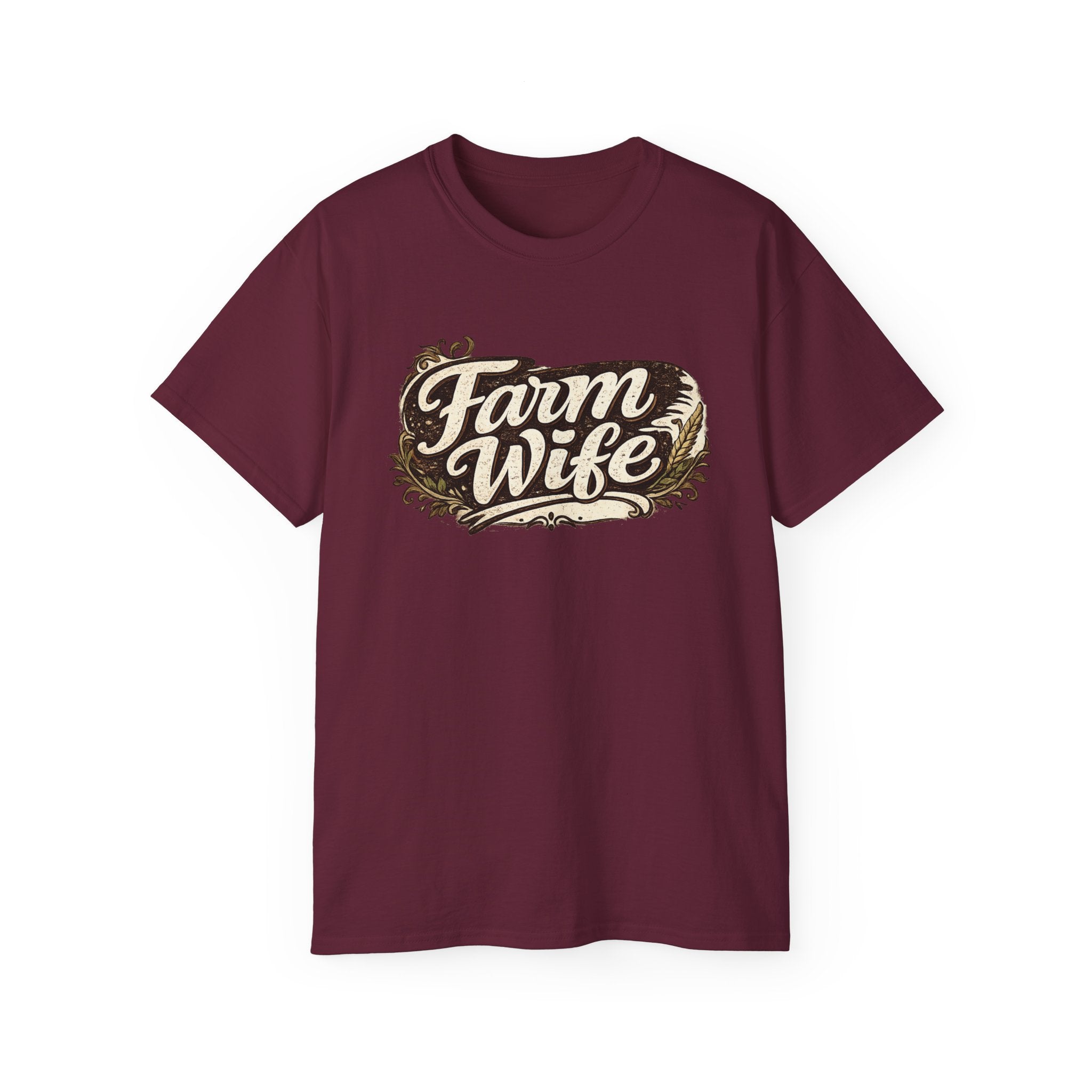 Farm Wife T-Shirt — Rustic Retro Script Tee for Women (Farm Wife)