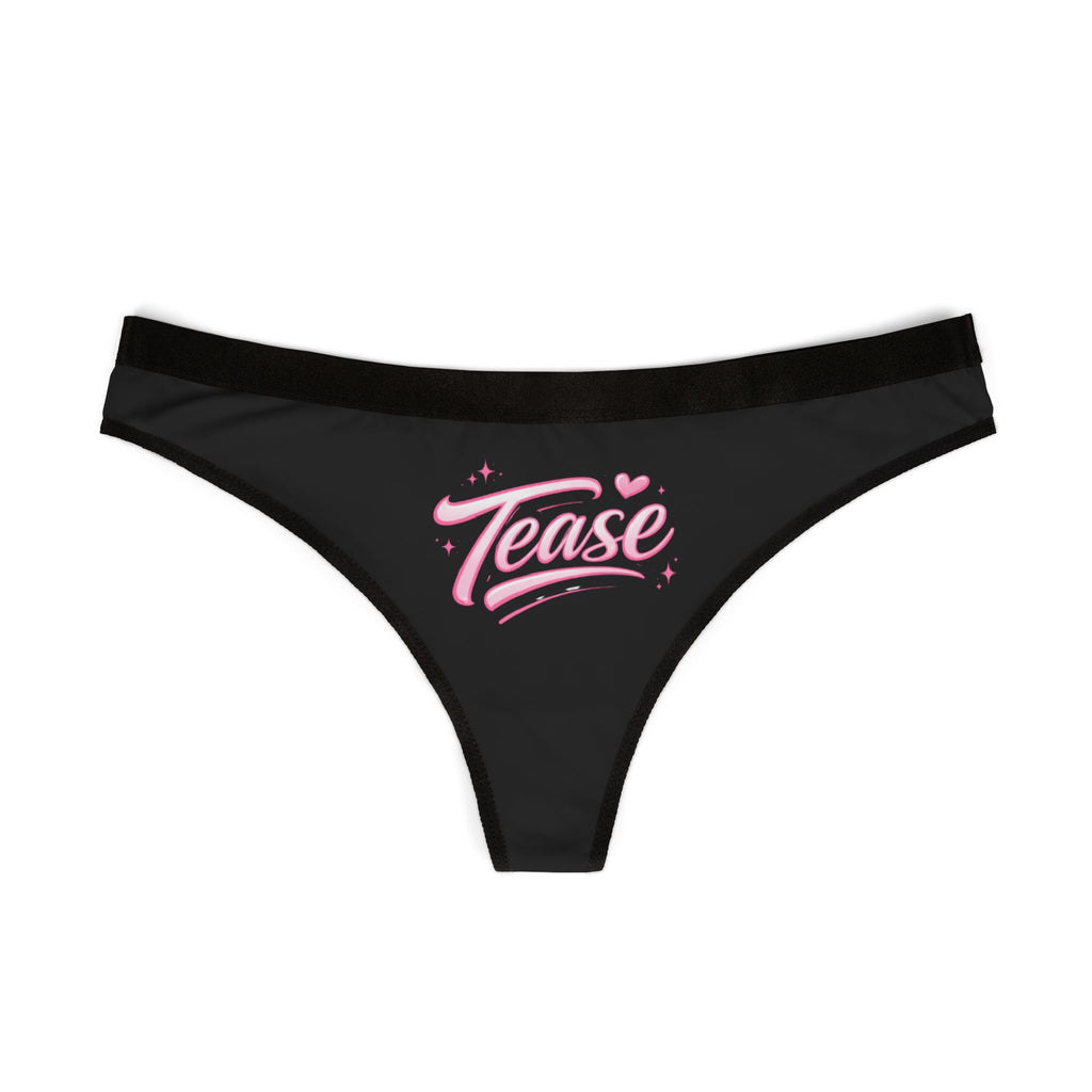 Tease Print Women's Thong - Cute Pink Script Lingerie