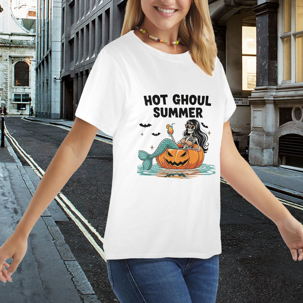 Hot Ghoul Summer Tee — Skeleton Mermaid Halloween Shirt | Wolf Hill Ranch
