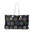 Star Pattern Weekender Bag   Black Gold & Blue Travel Tote