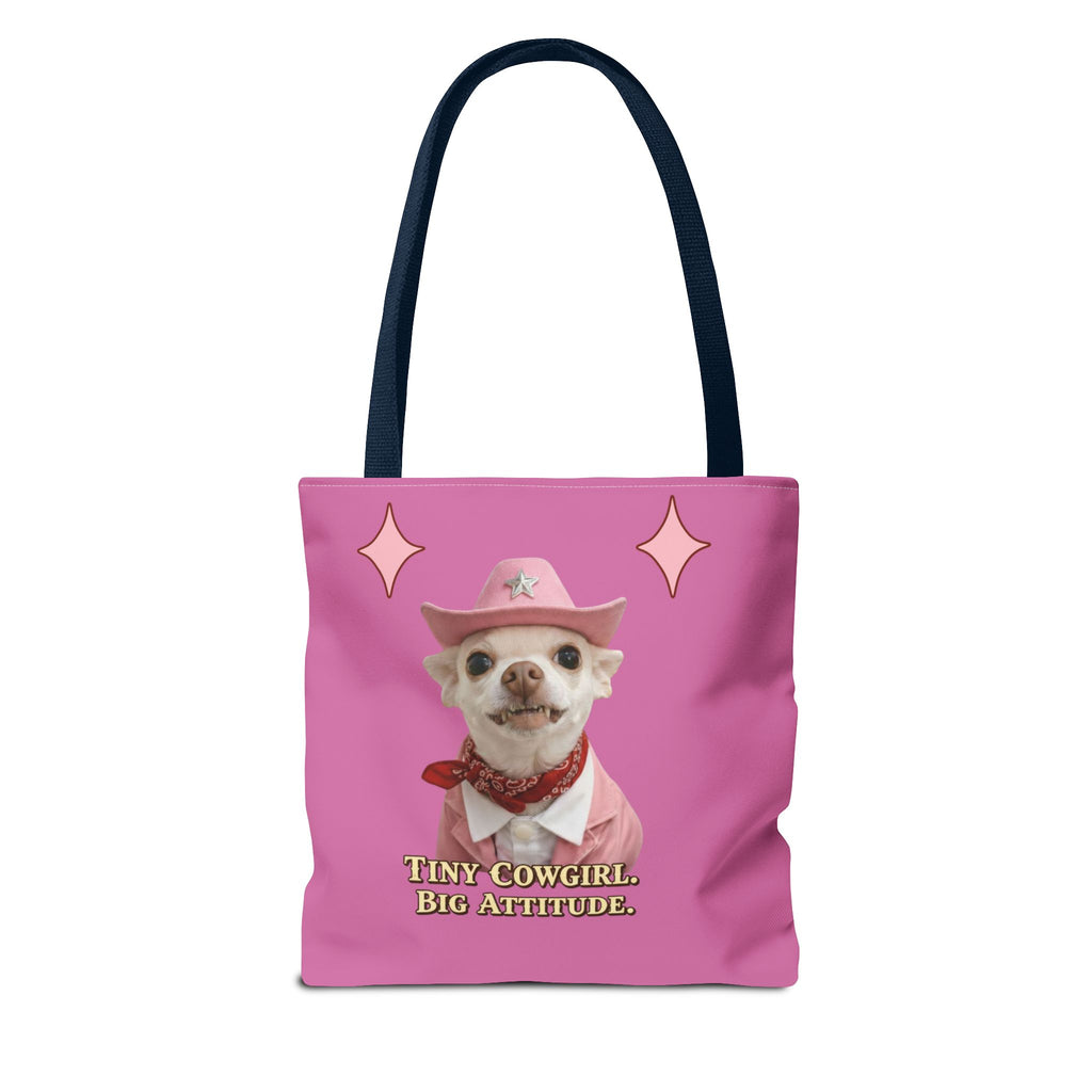Tiny Cowgirl Tote Bag — Coco Cute Pink Chihuahua   Big Attitude” ON WOLF HILL RANCH