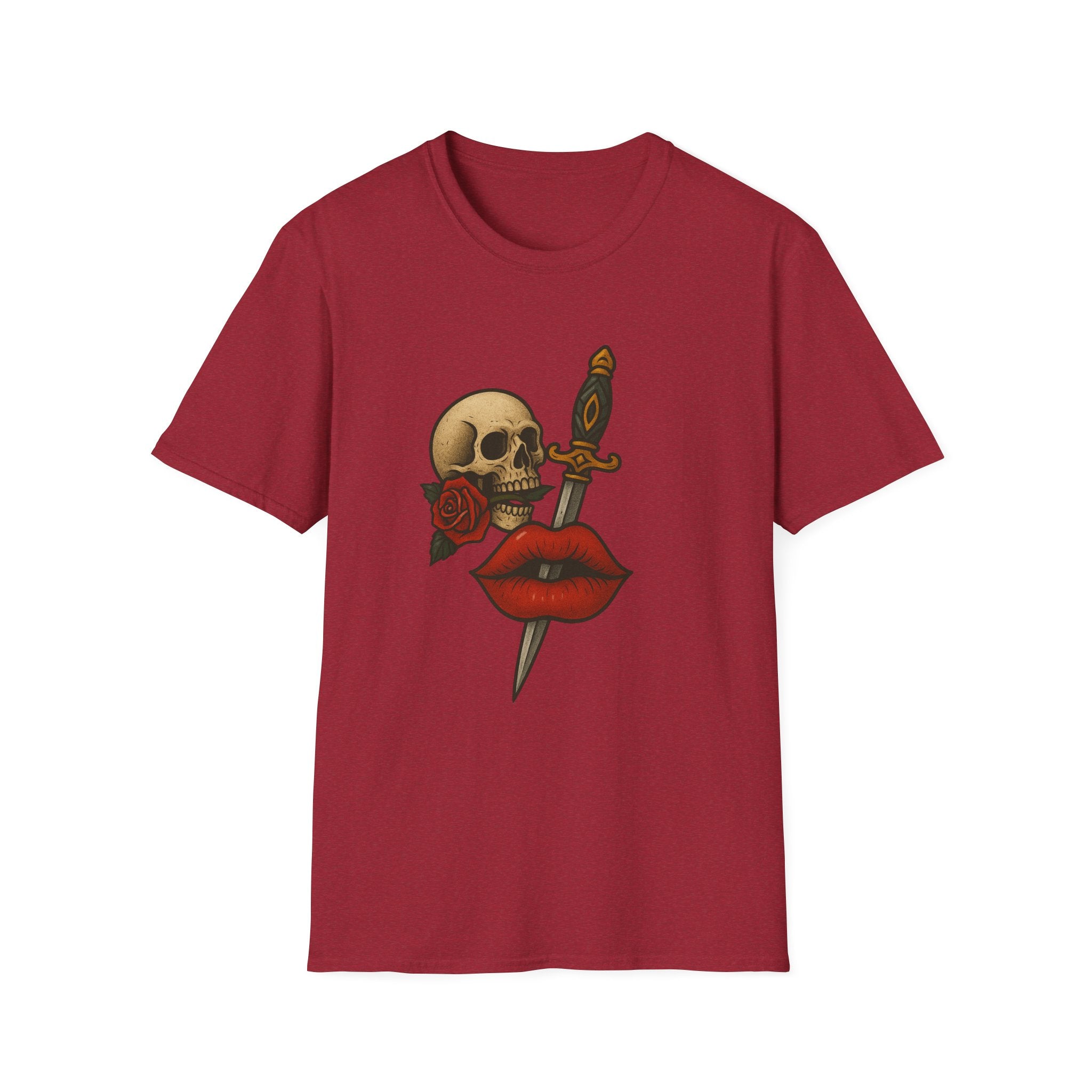 Skull Dagger Love T-Shirt  Edgy Gothic Graphic Tee  Trendy TShirt