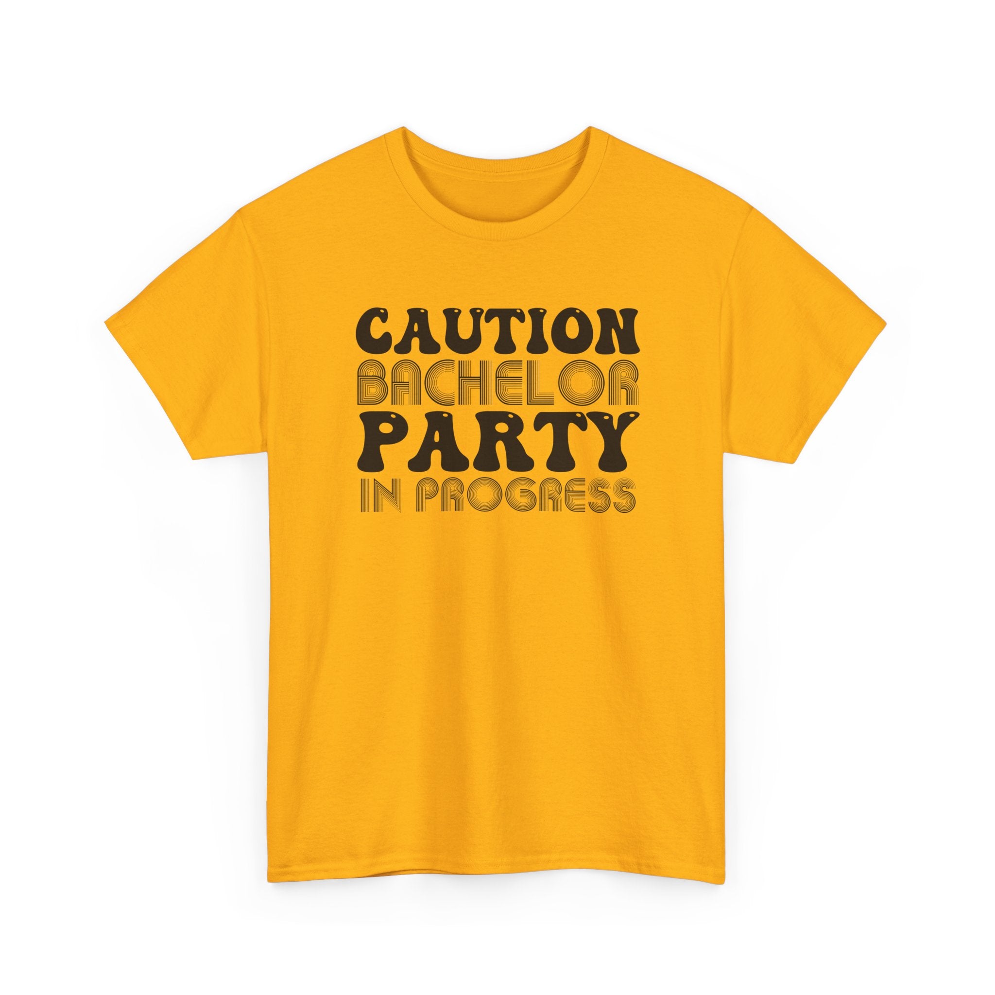 Bachelor Party T‑Shirt – "Caution: Bachelor Party in Progress" Funny Bachelorette/Bachelor Crew Tee