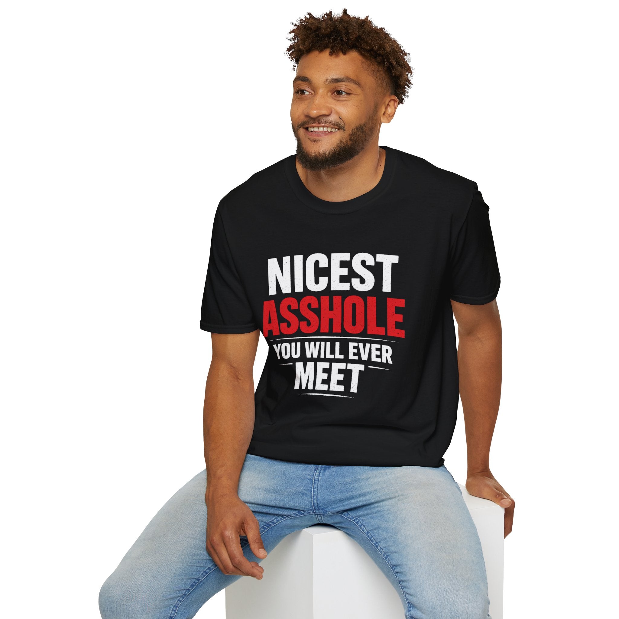 Nicest ASSHOLE' Graphic T-Shirt - Bold Red Lettering
