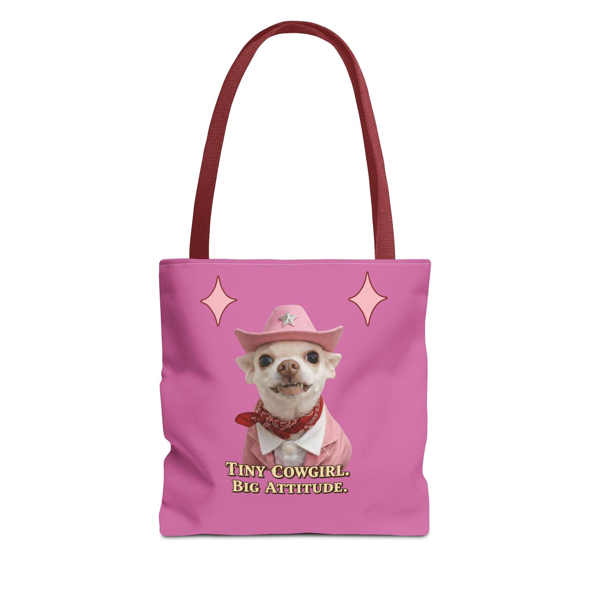 Tiny Cowgirl Tote Bag — Coco Cute Pink Chihuahua   Big Attitude” ON WOLF HILL RANCH