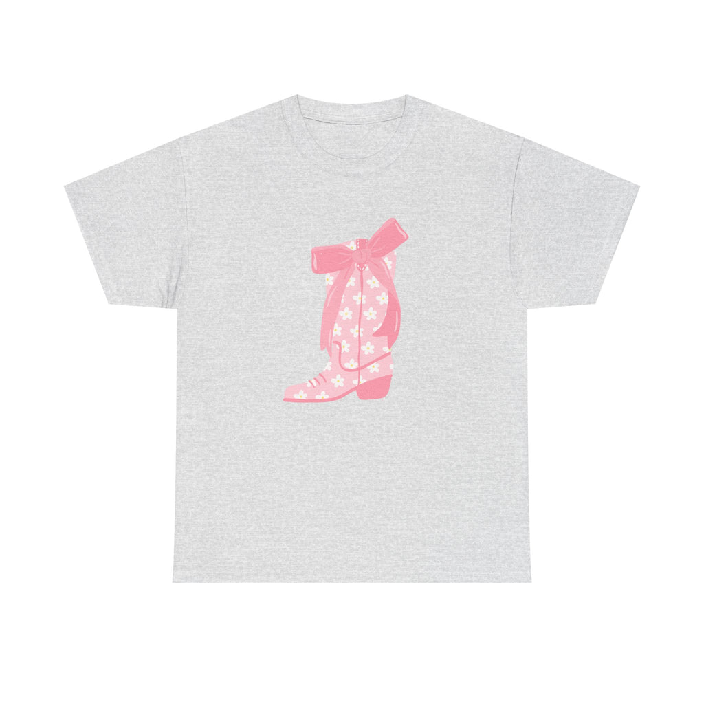 Cowgirl Boot Graphic Tee Pink Ribbon Star Print trendy t-shirt