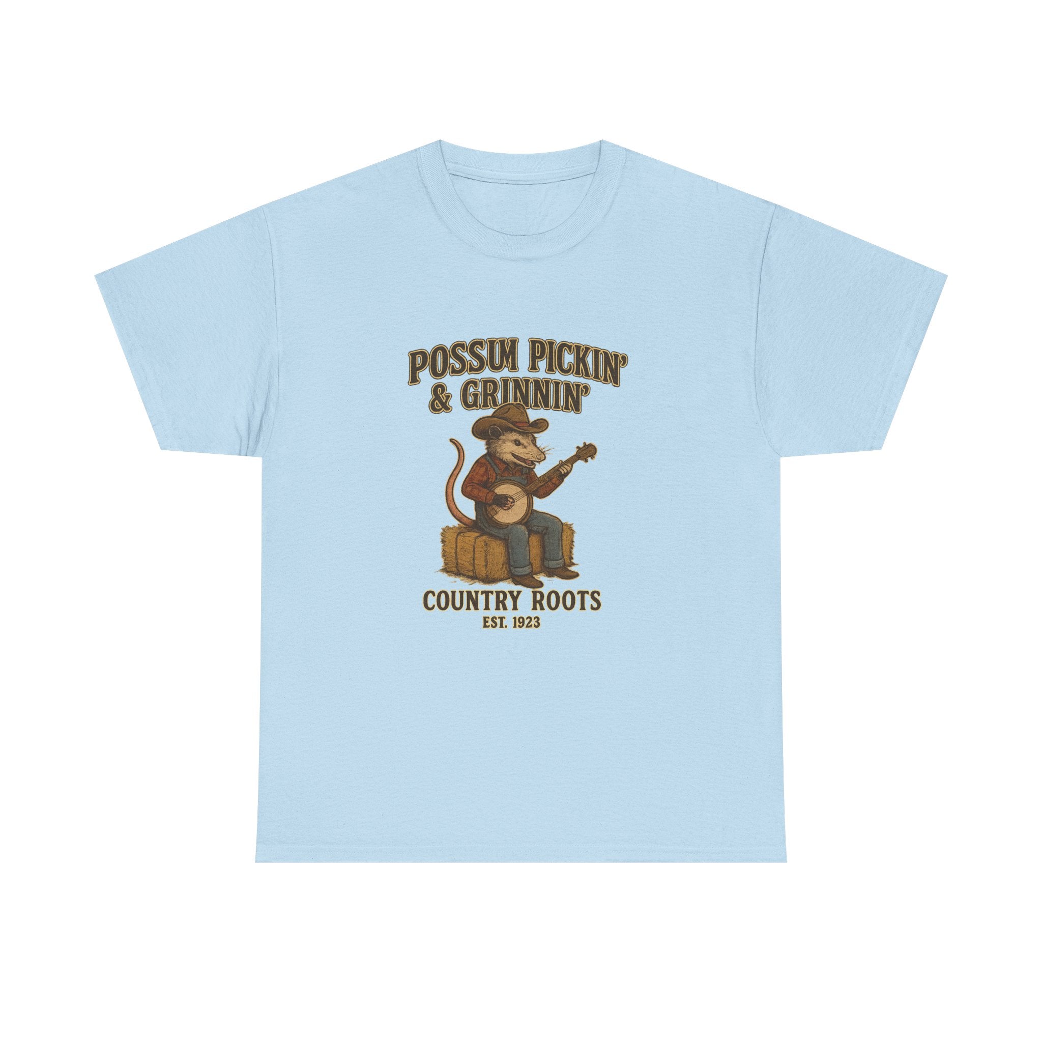 T-Shirt Possum Pickin' & Grinnin' Country Roots" Vintage Banjo Graphic Tee  Trendy T Shirt