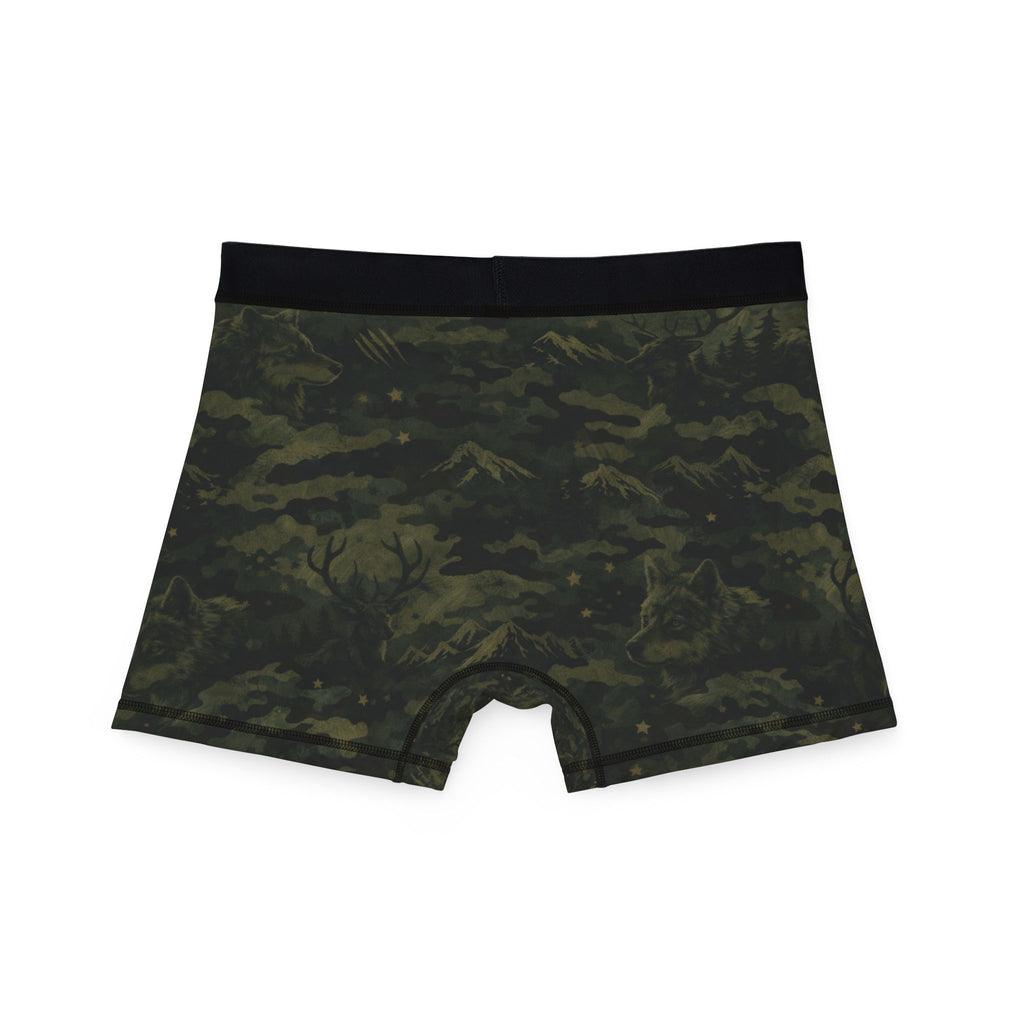 Mens Modern Woodland Camouflage Men's Boxer Shorts — Olive Camo All-Over Print