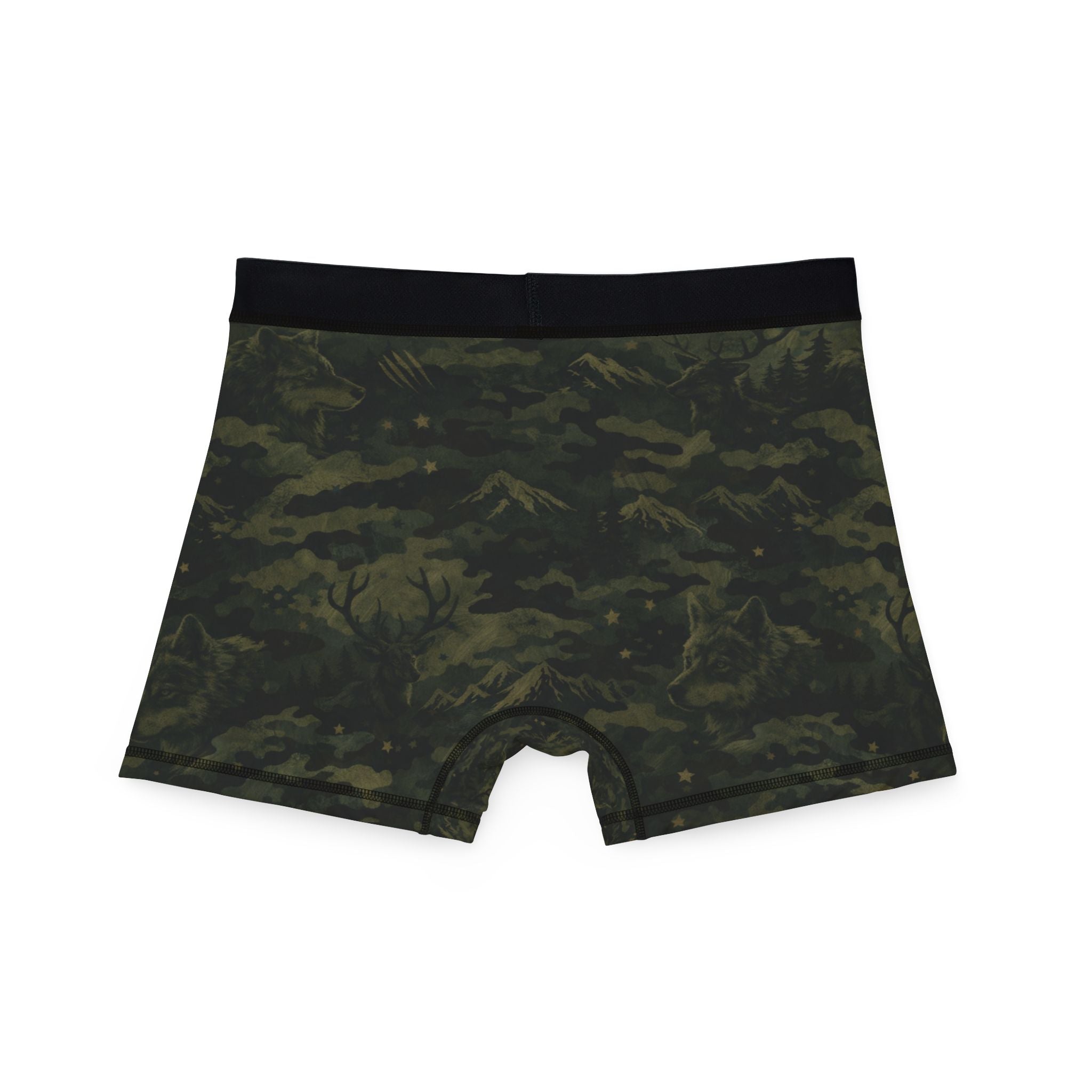 Mens Modern Woodland Camouflage Men's Boxer Shorts — Olive Camo All-Over Print