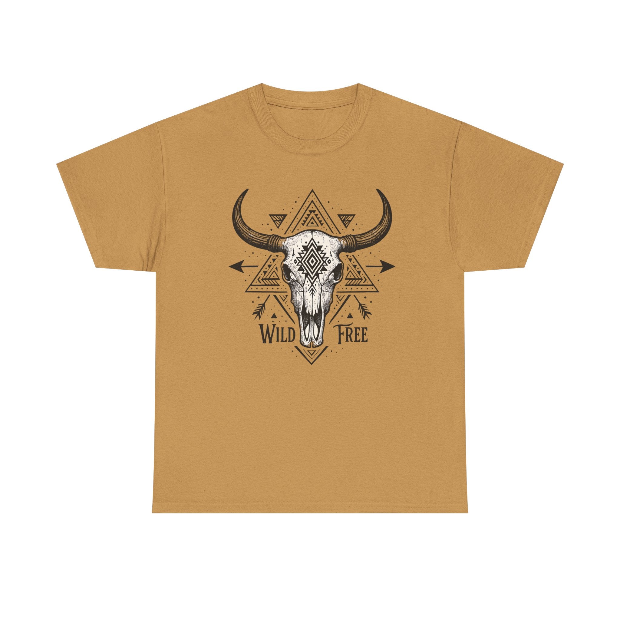 Wild & Free Buffalo Skull T-Shirt — Boho Western Graphic Tee