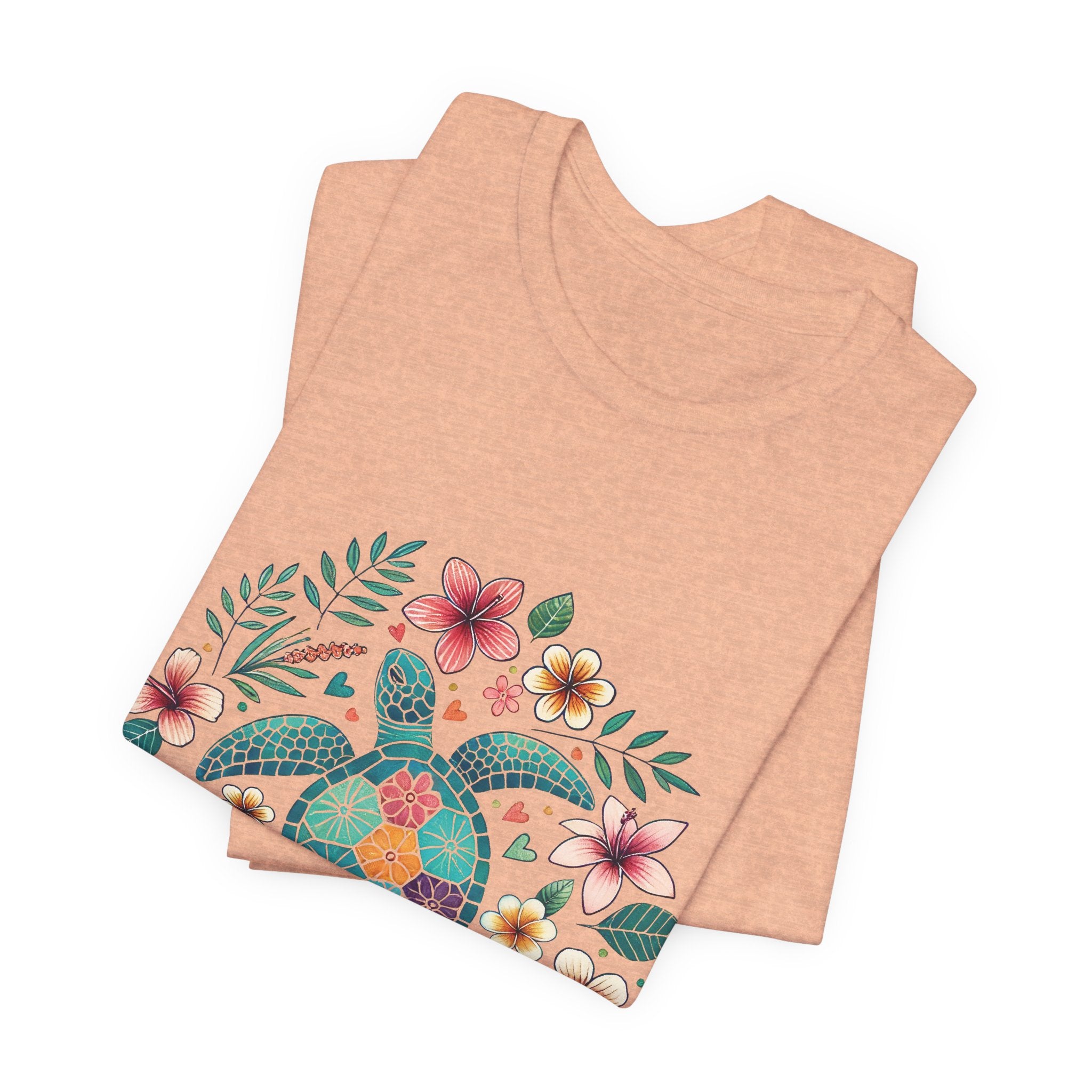 Floral Mosaic Sea Turtle T-Shirt — Tropical Beach Boho Tee