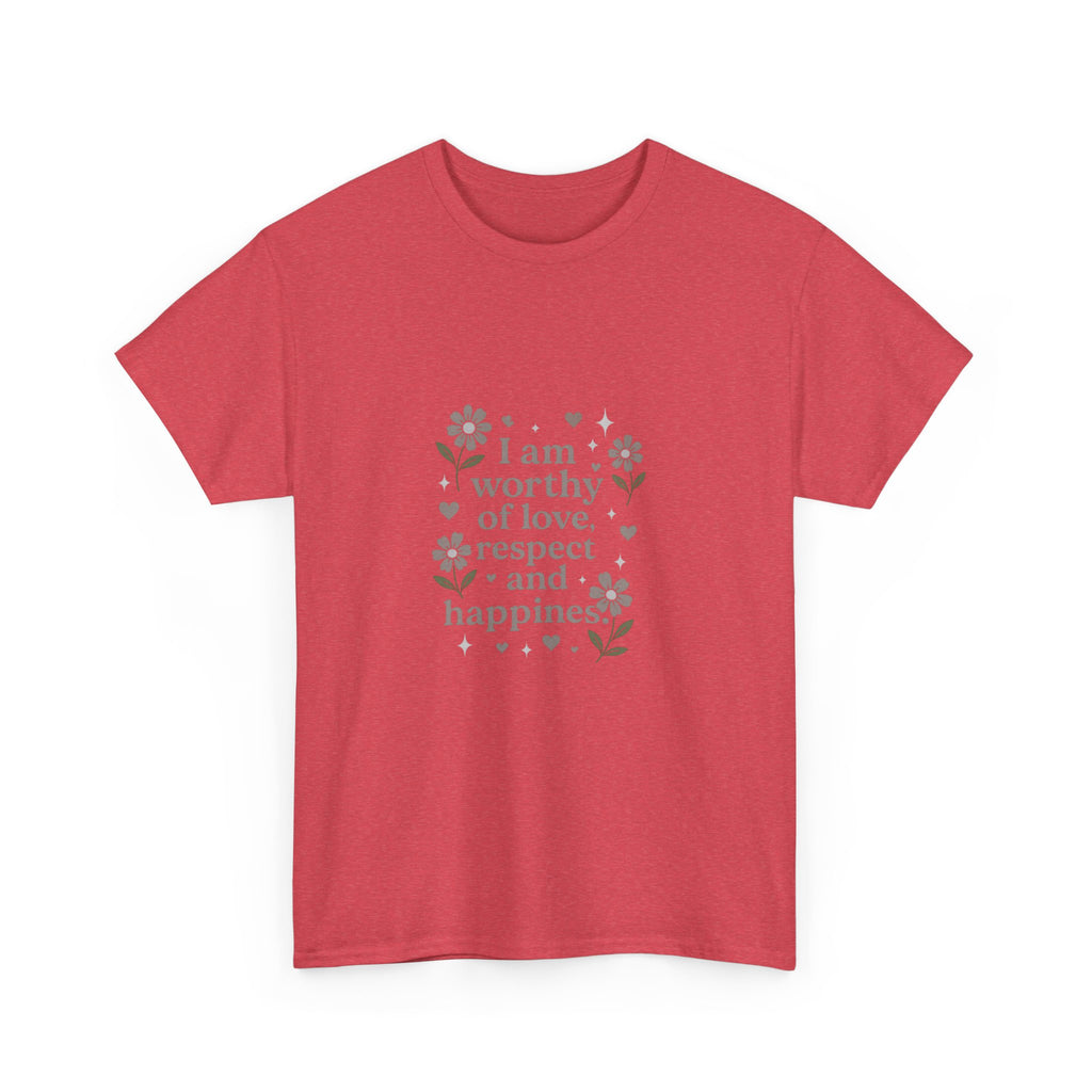 Affirmation Tee - “I am worthy of love, respect and happiness” Floral Graphic T-Shirt