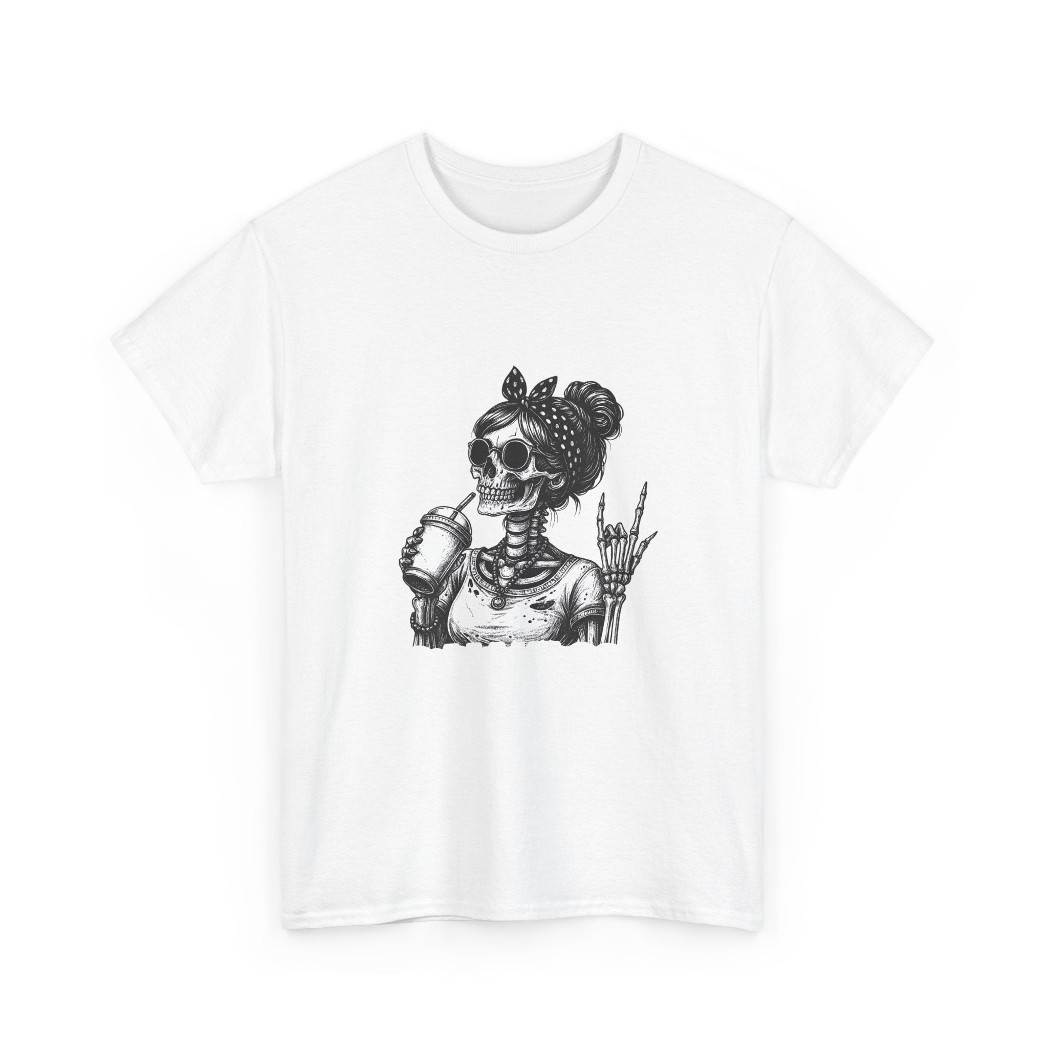 Skeleton Girl Graphic Tee — Retro Rock 'n' Roll Skull Design