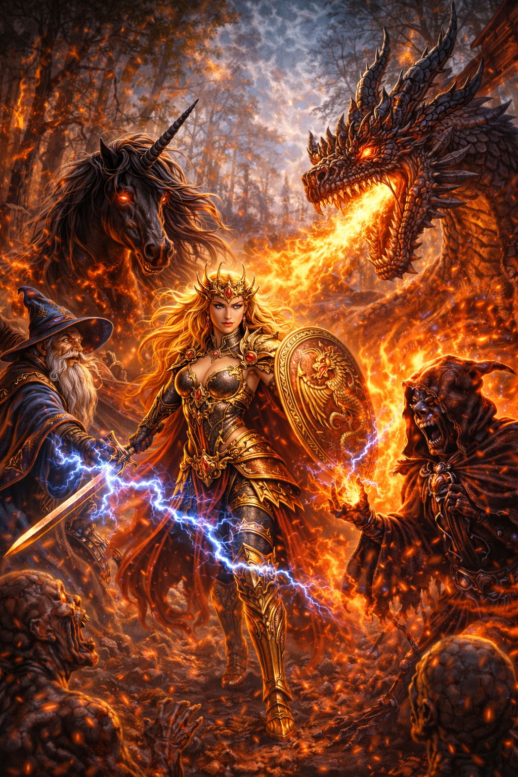 Drusilla  Epic Battle in a burning forest 🔥🧙‍♂️🔥🐲