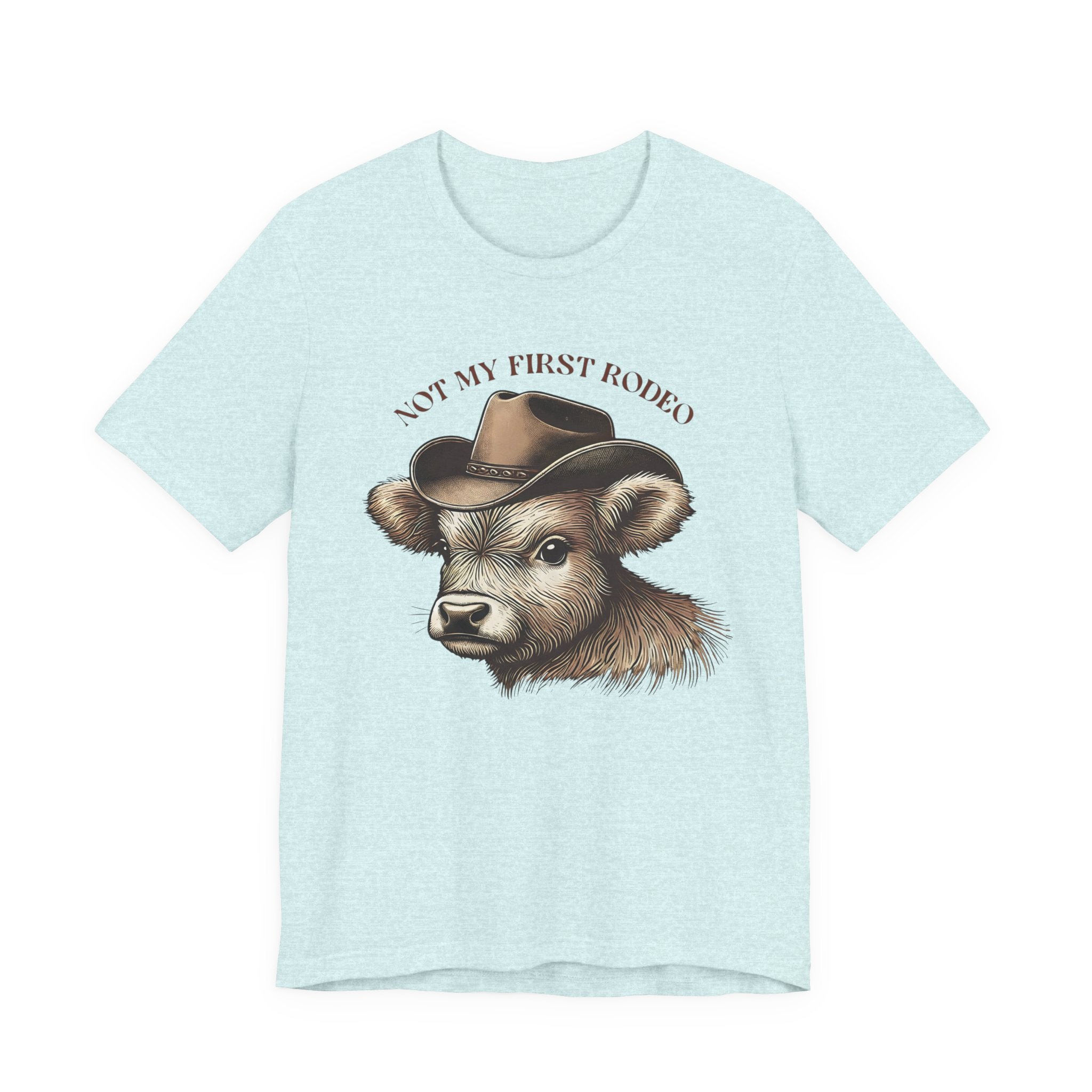 Not My First Rodeo Cow Tee — Western Cow with Cowboy Hat Graphic