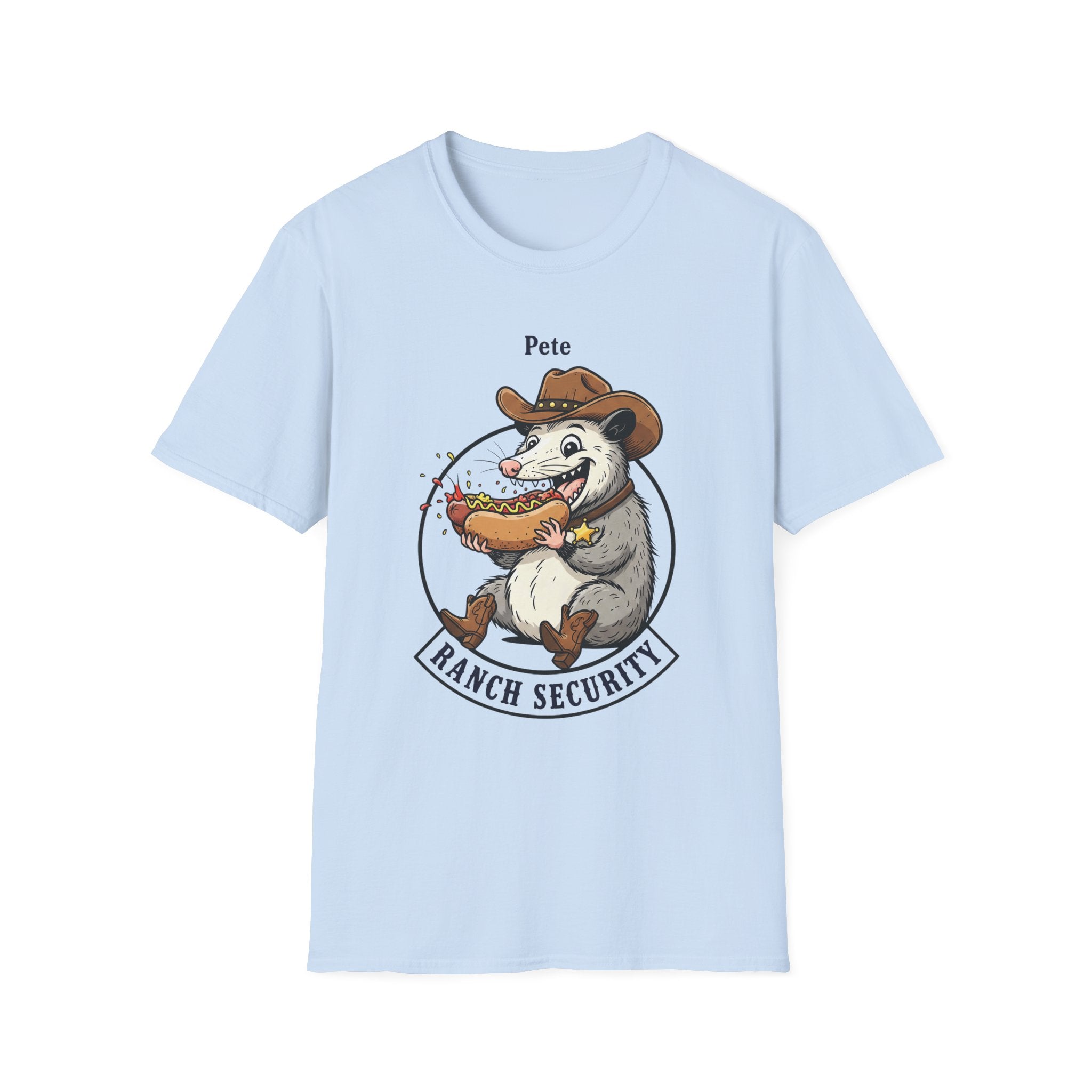 T-Shirt — 'Pete Ranch Security' Cowboy Opossum Graphic Tee