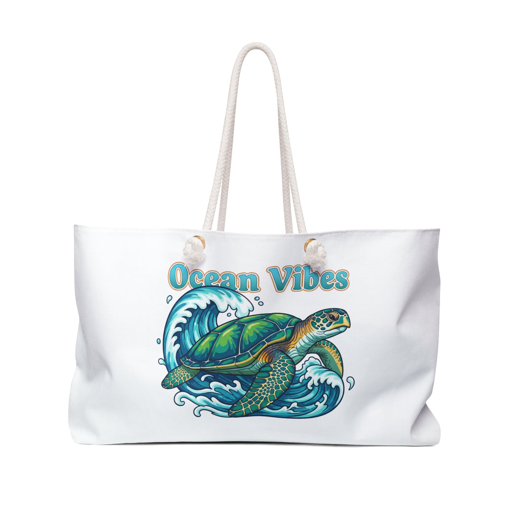 Ocean Vibes Weekender Bag — Sea Turtle Travel Tote for Beach Trips & Vacations