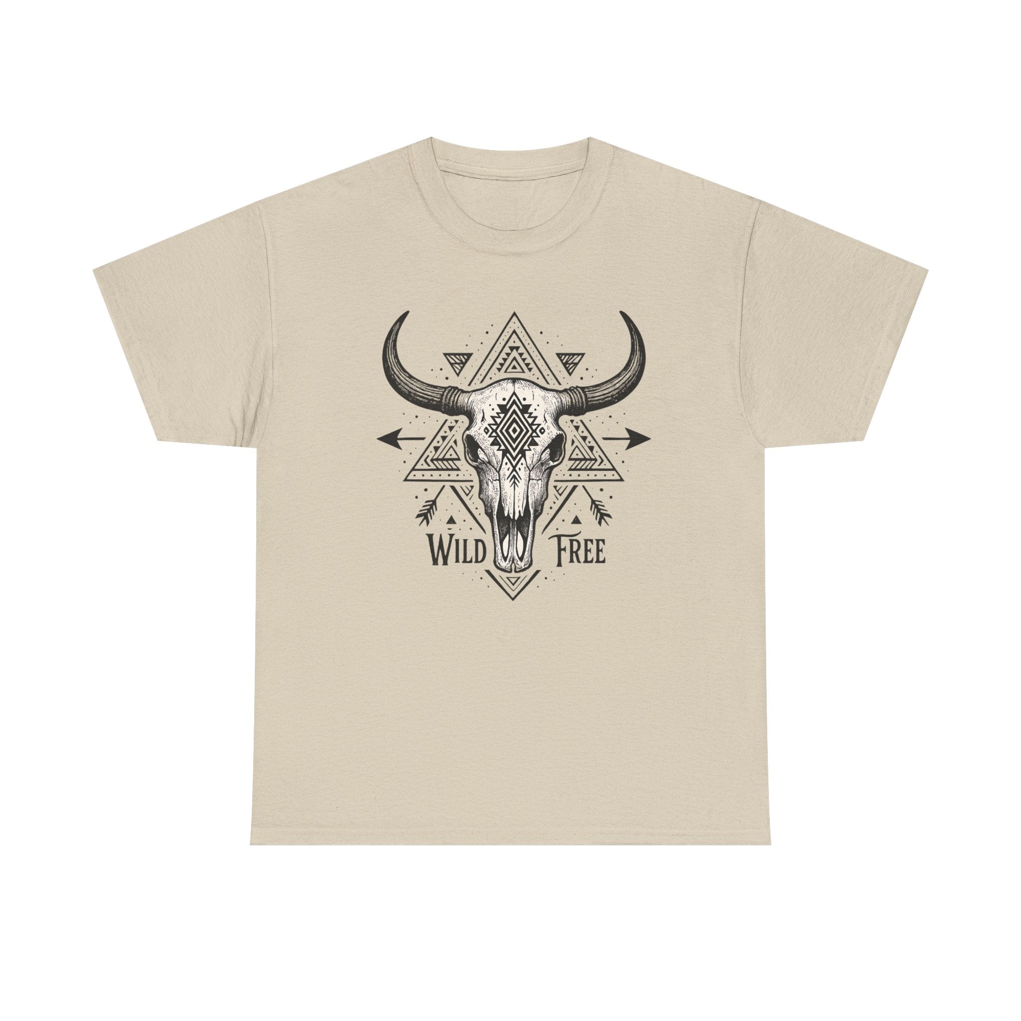 Wild & Free Buffalo Skull T-Shirt — Boho Western Graphic Tee