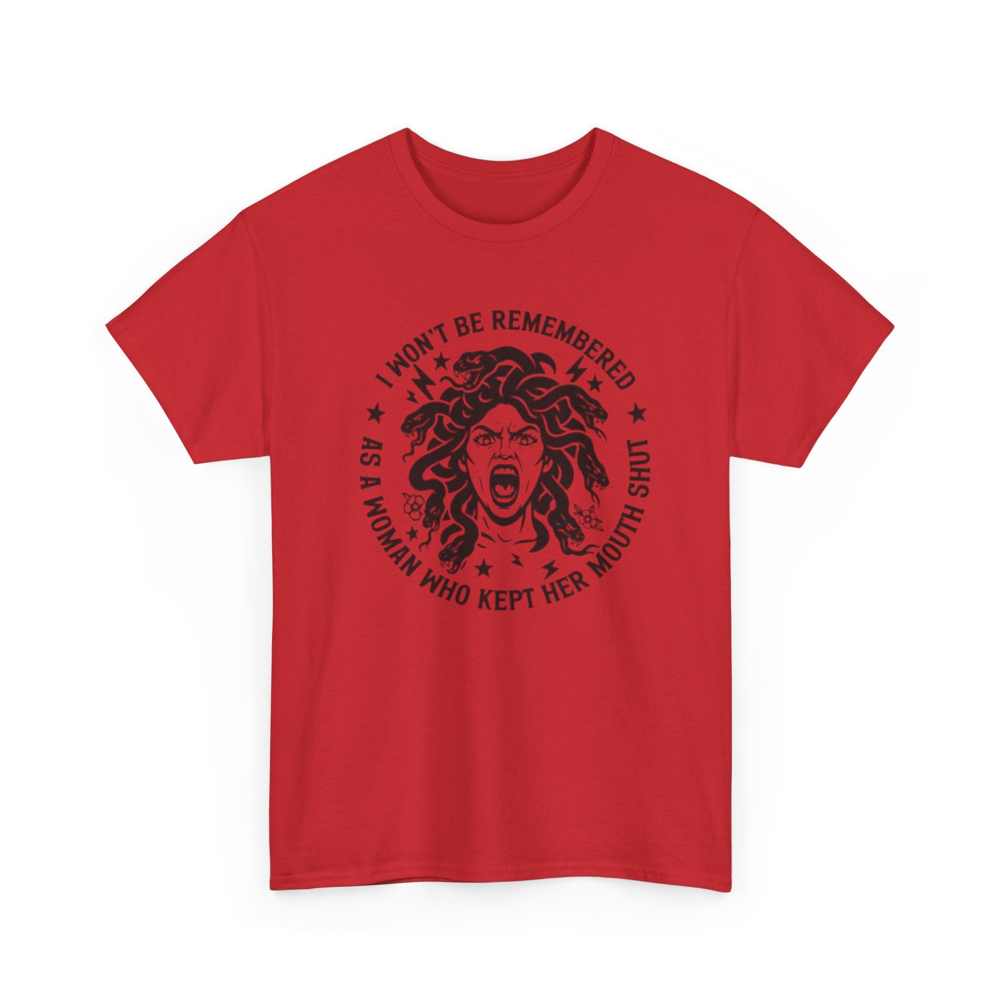 Feminist Medusa T-Shirt — "I Won't Be Remembered as a Woman Who Kept Her Mouth Shut" Vintage Tee