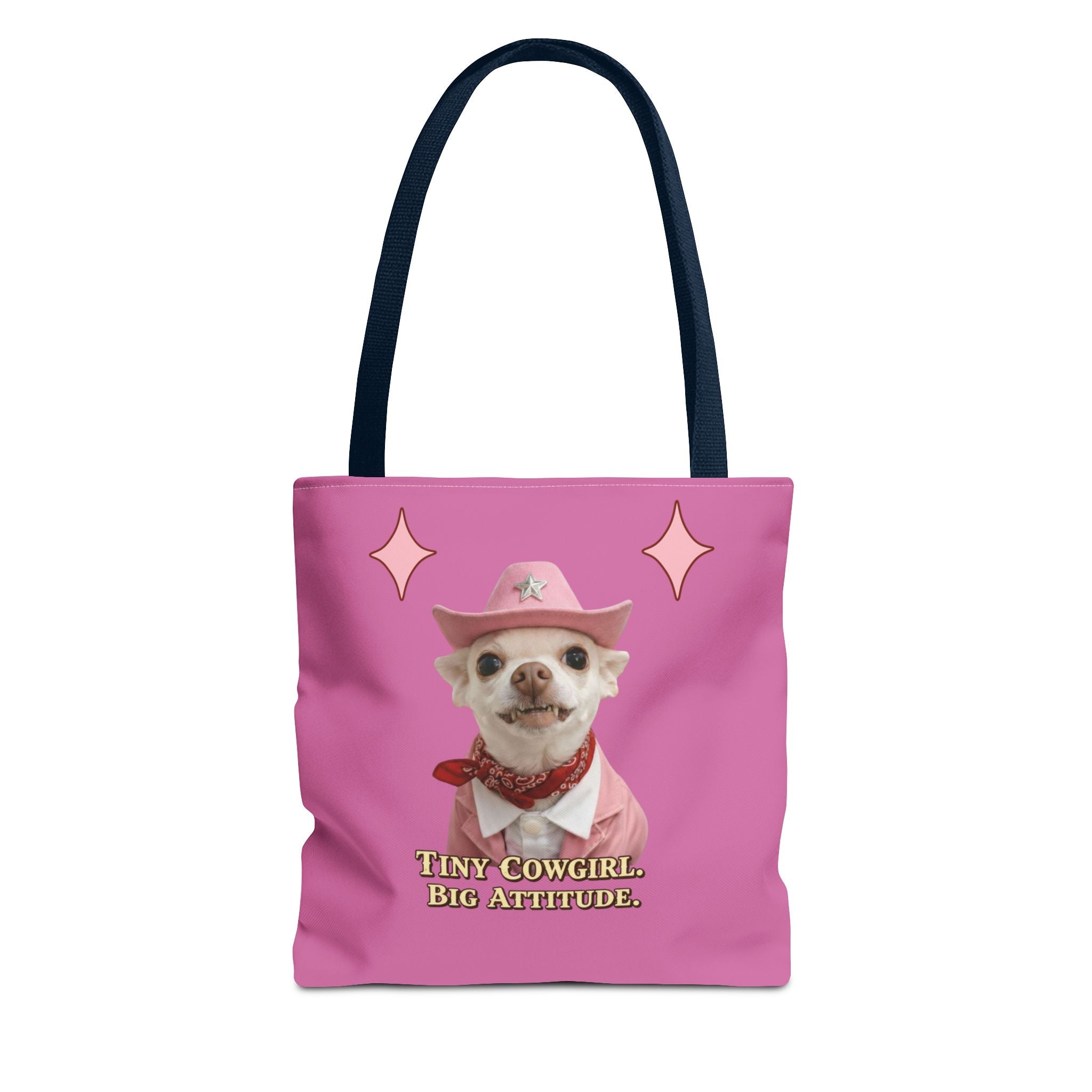 Tiny Cowgirl Tote Bag — Coco Cute Pink Chihuahua   Big Attitude” ON WOLF HILL RANCH