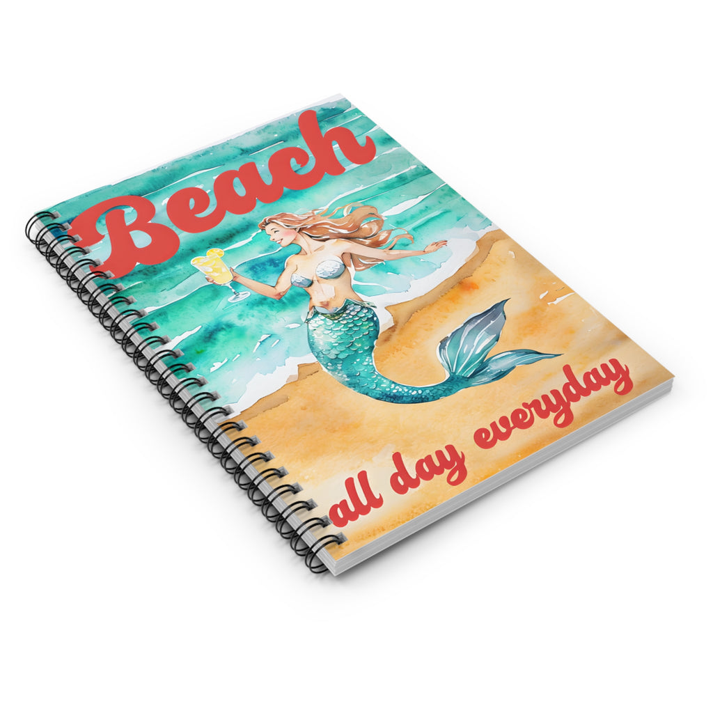 Beach Mermaid Spiral Notebook - Summer Vibes, Vacation Journal, Gift for Students, Coastal Decor, Travel Diary