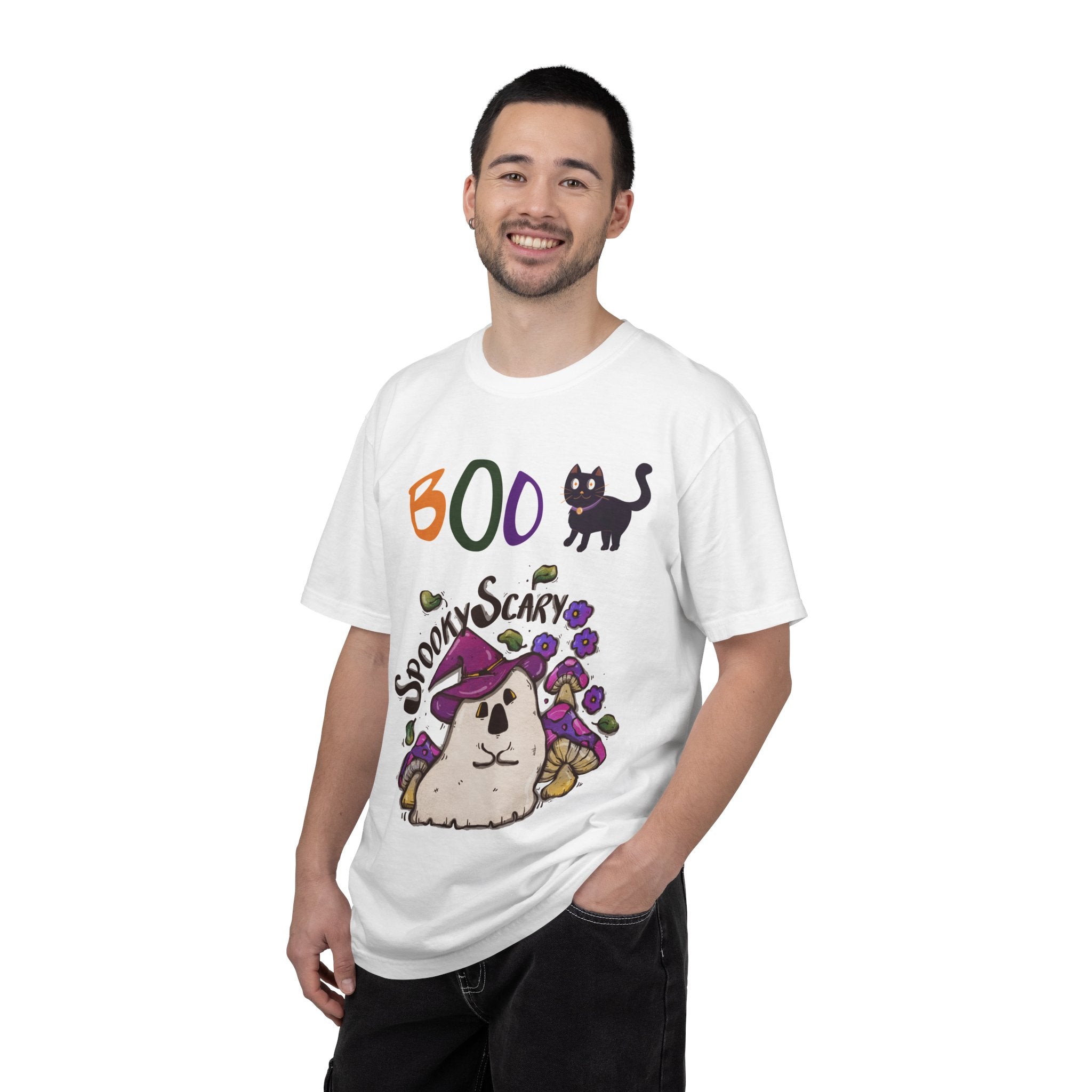 Spooky Scary Unisex T-Shirt, Halloween Tee, Cute Ghastly Shirt, Boo Kitty Apparel, Casual Fall Outfit, Gift for Cat Lovers