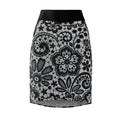 Lace Pattern Pencil Skirt — Elegant Black & White Floral Lace Print