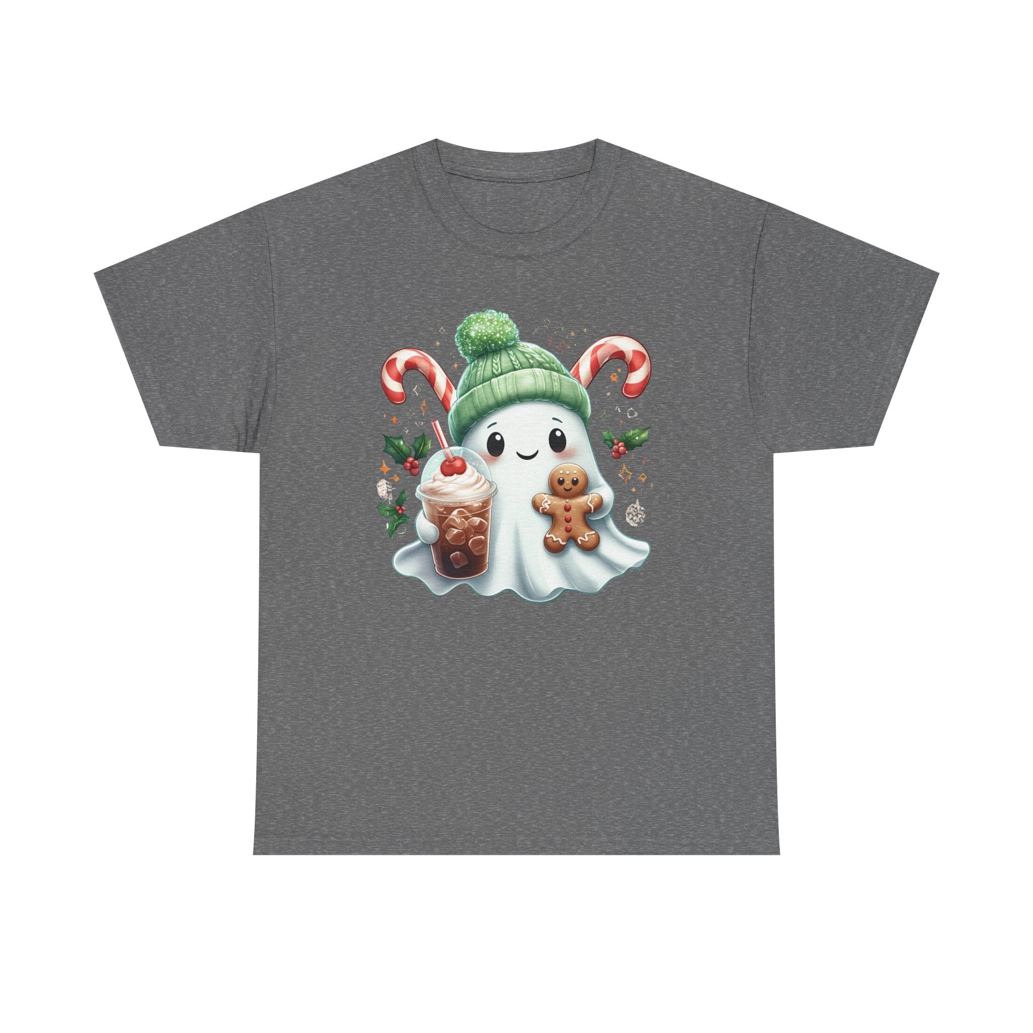 Christmas Ghost T-Shirt — Cute Holiday Ghost with Gingerbread & Candy Canes      Trendy TShirt