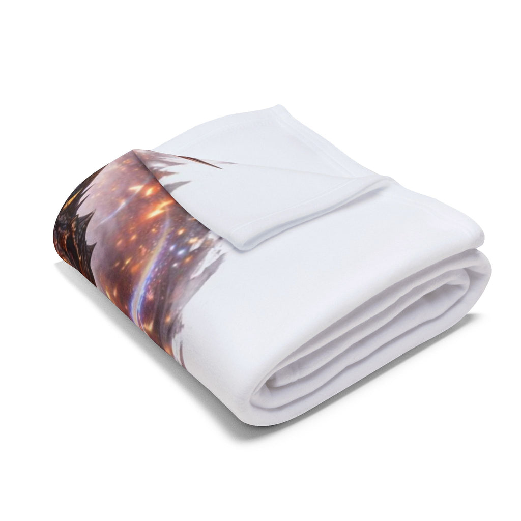 Dragon Warrior Fleece Blanket — Drusilla in Armor with Flaming Dragon
