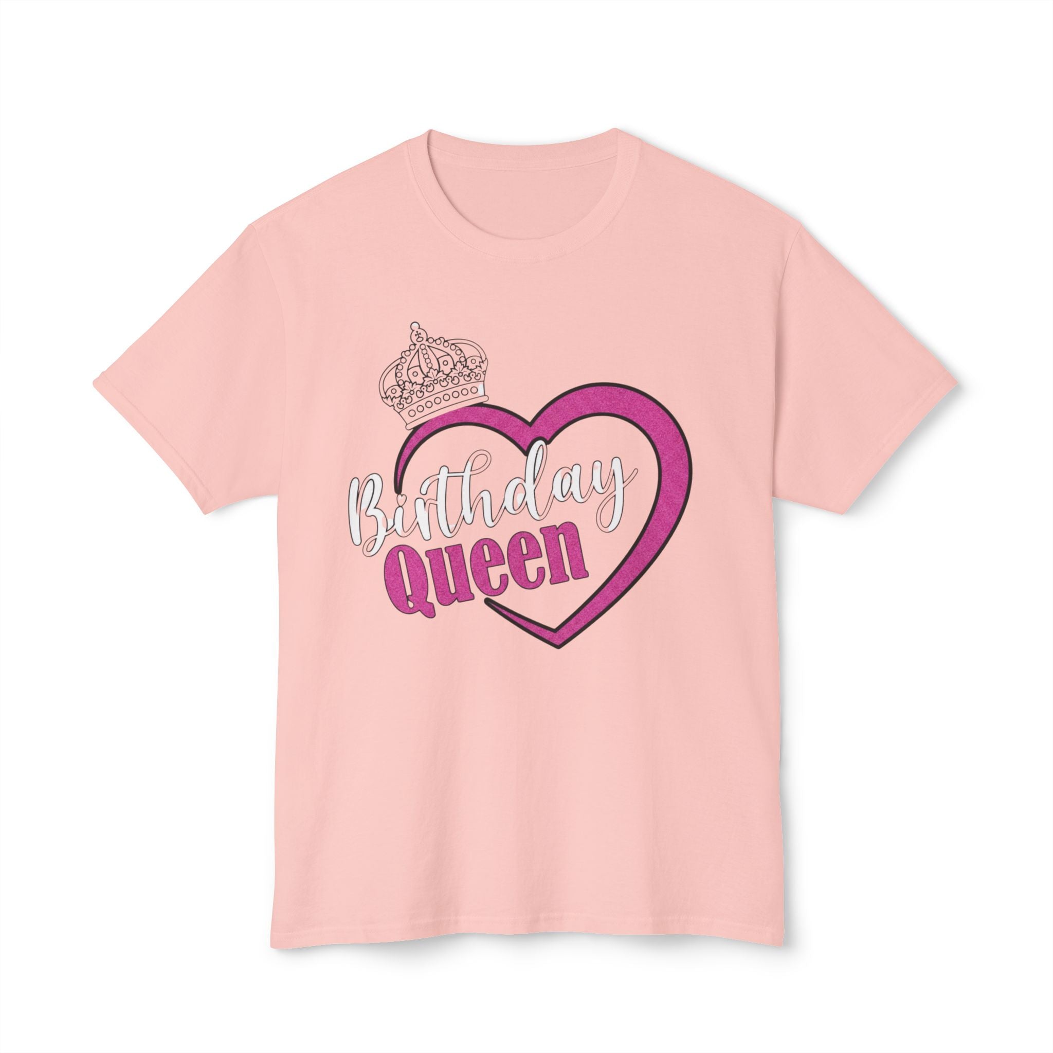 Birthday Queen T-Shirt — Pink Heart & Crown Birthday Tee