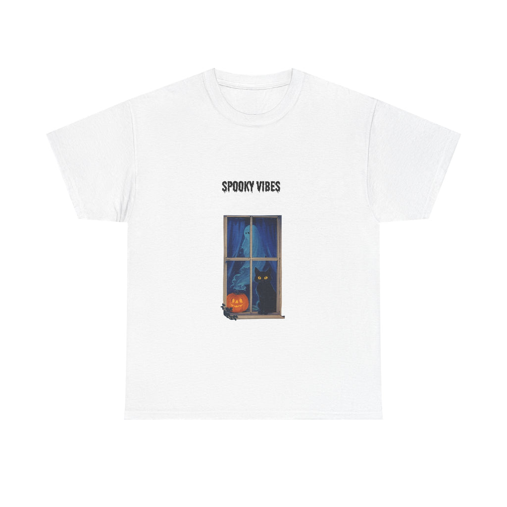Spooky Vibes Unisex Heavy Cotton Tee, Halloween T-Shirt, Fall Apparel, Graphic Tee, Seasonal Clothing, Casual Wear