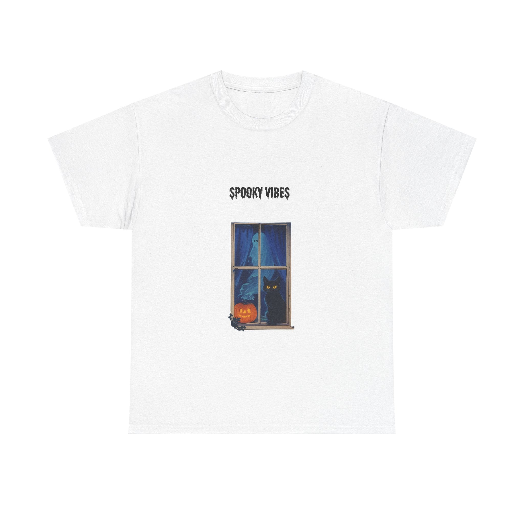 Spooky Vibes Unisex Heavy Cotton Tee, Halloween T-Shirt, Fall Apparel, Graphic Tee, Seasonal Clothing, Casual Wear