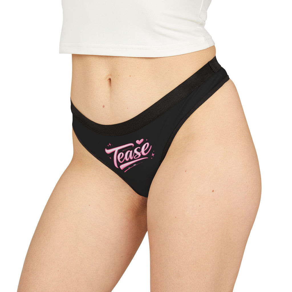 Tease Print Women's Thong - Cute Pink Script Lingerie