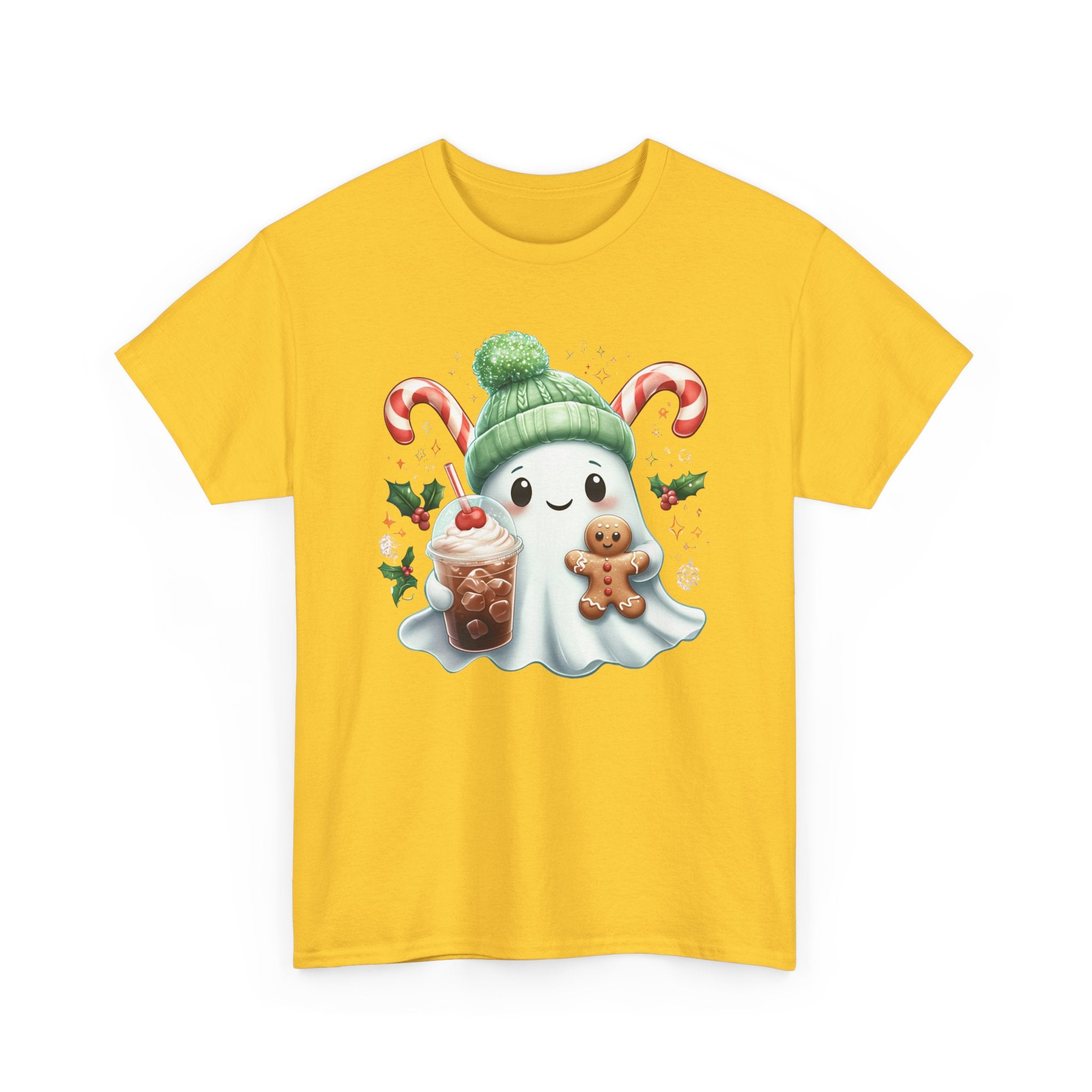 Christmas Ghost T-Shirt — Cute Holiday Ghost with Gingerbread & Candy Canes      Trendy TShirt