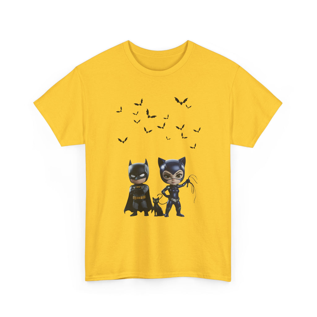 Superhero Adventure T-Shirt — Comic Style with 'Black Cat' Sidekick