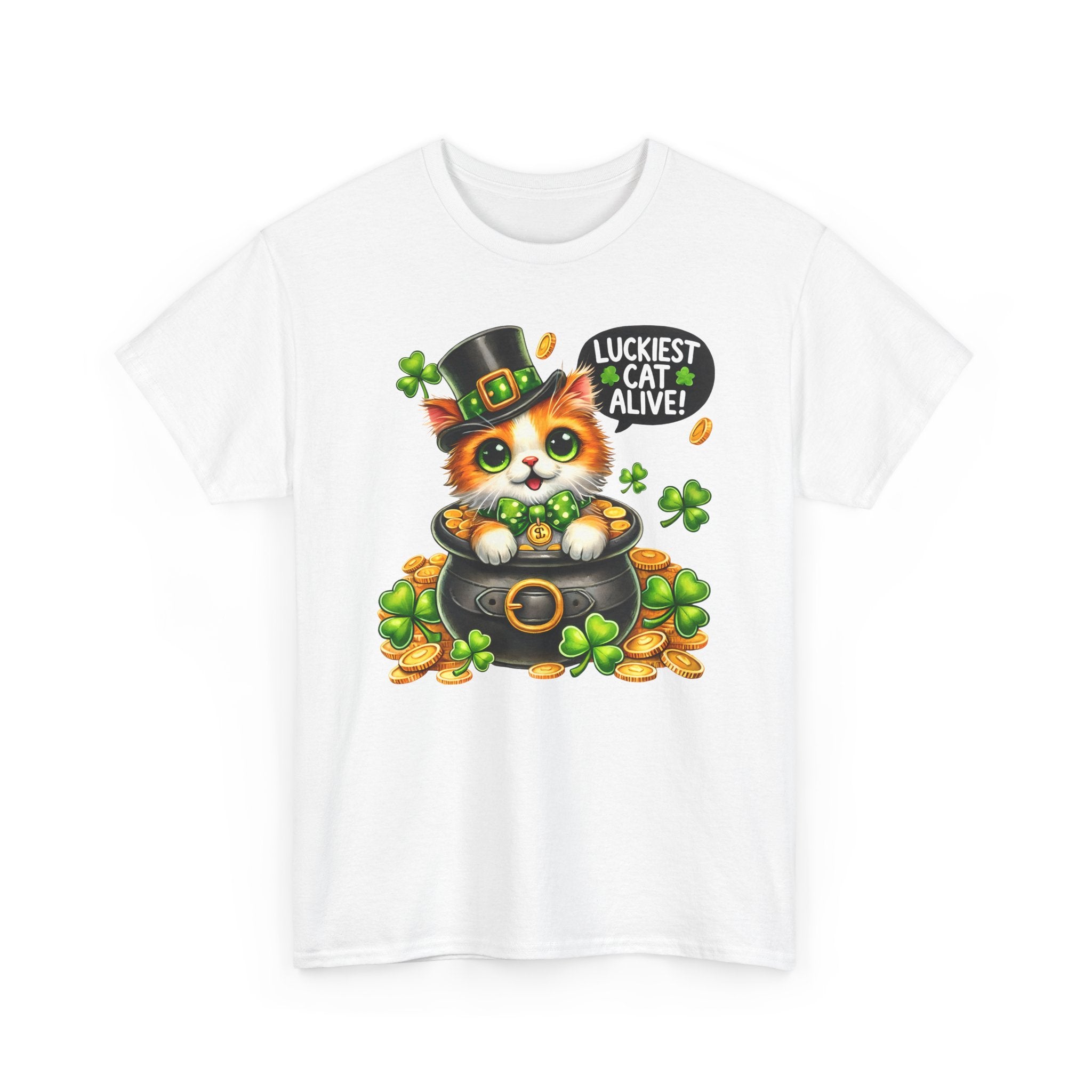Luckiest Cat Alive Shamrock T-Shirt — St. Patrick’s Day Irish Cat Tee
