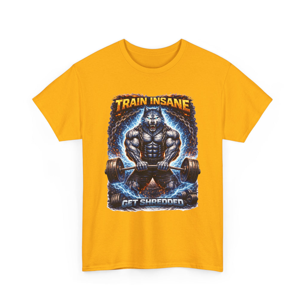 Gym T-Shirt — "Train Insane, Get Shredded" Muscle Workout Tee