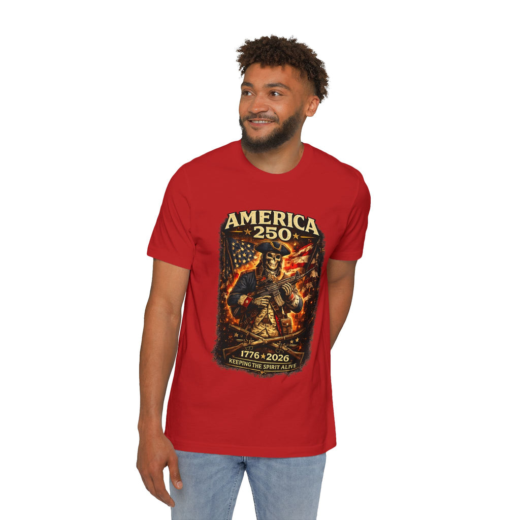America 250 T-Shirt - 1776-2026 Patriotic Skeleton Flag Tee