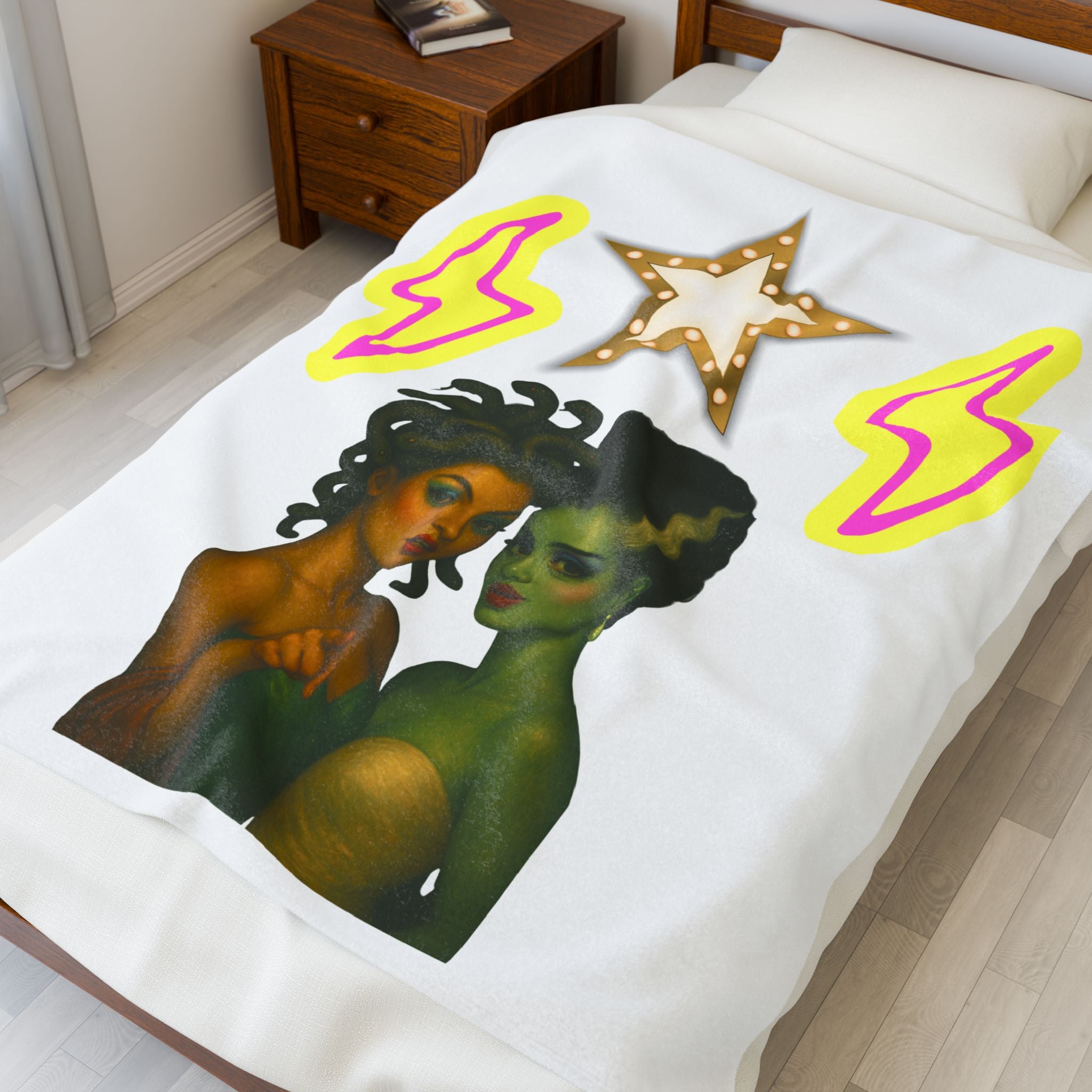 Velveteen Plush Blanket Sisters of the Night   Horror