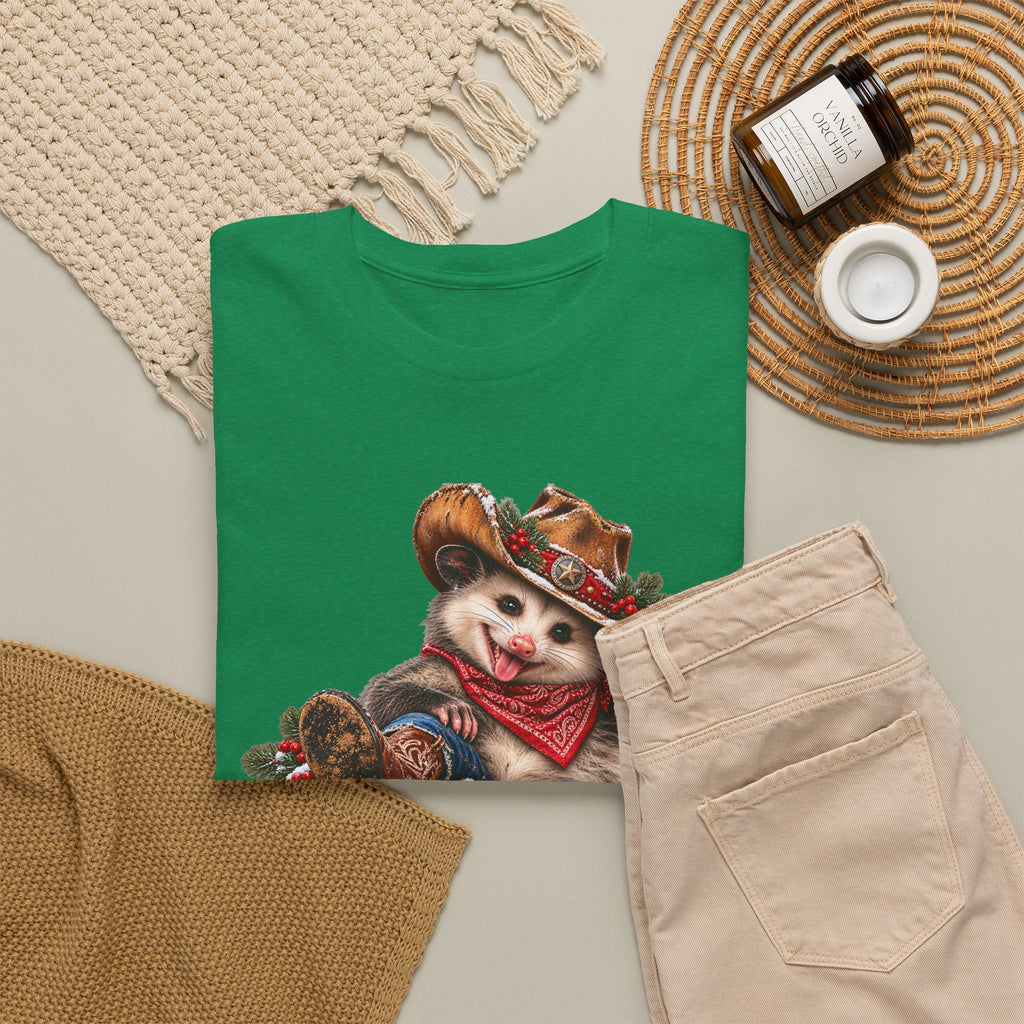 Pete the Possum Women’s Classic Christmas Tee – Western Cowgirl Holiday Shirt