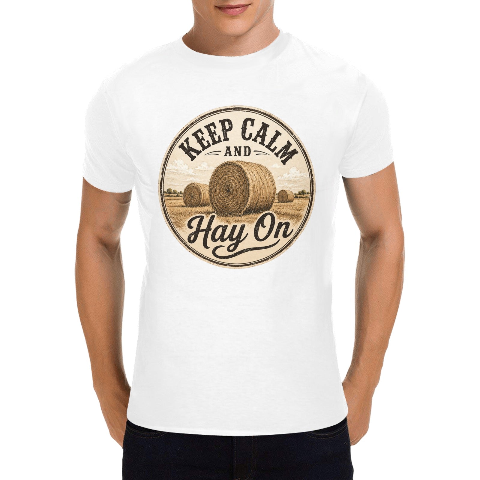 Mens - Keep Calm and Hay On** T-Shirt -