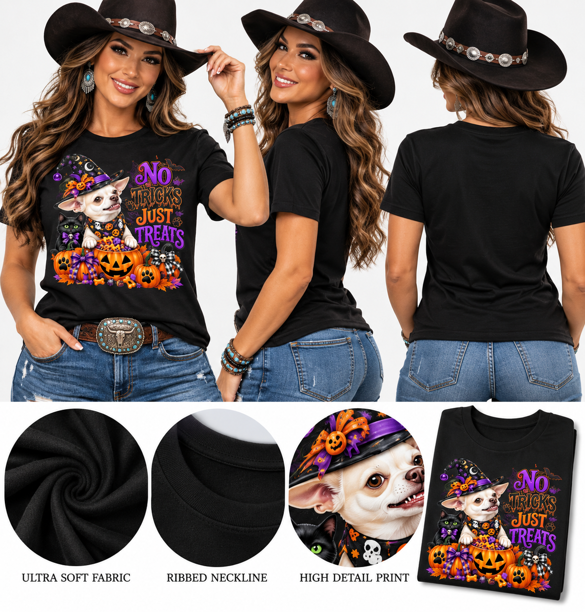 “Coco No Tricks Just Treats Halloween Tee ”Chihuahua