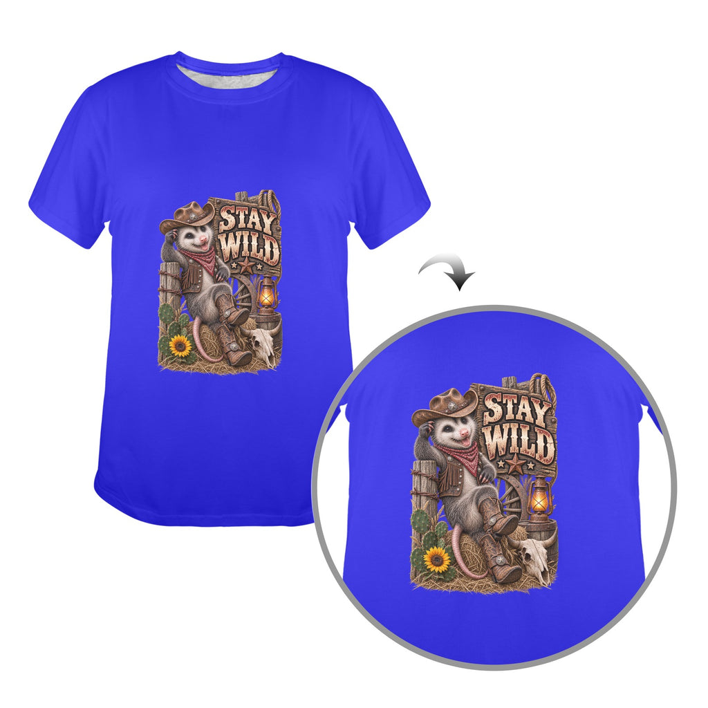 Stay Wild Pete the Possum Ladies T-Shirt   Funny Western Possum