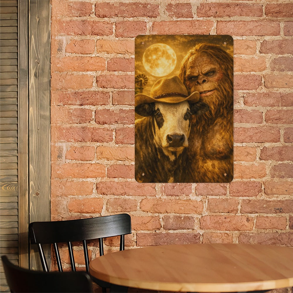 The Ranch Legends  Dennis & Bigfoot Under the Moon Wolf Hill Ranch Metal Sign"